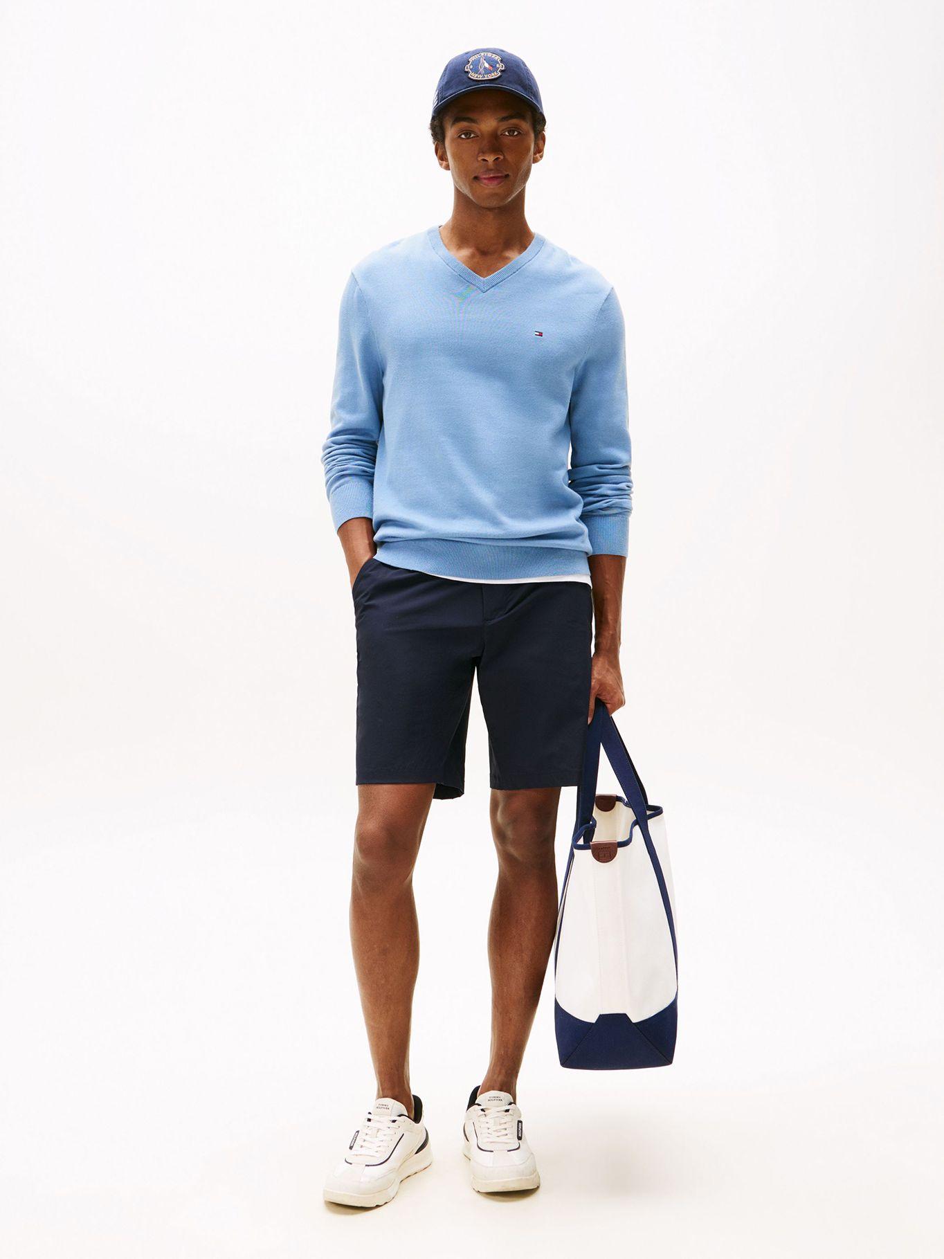 Sweater Básico Signature V-Neck Tommy Hilfiger Celeste-1