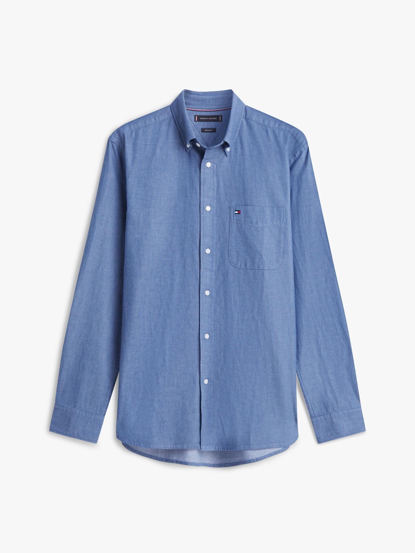 Camisa Regular Fit Con Logo Tommy Hilfiger Azul-4