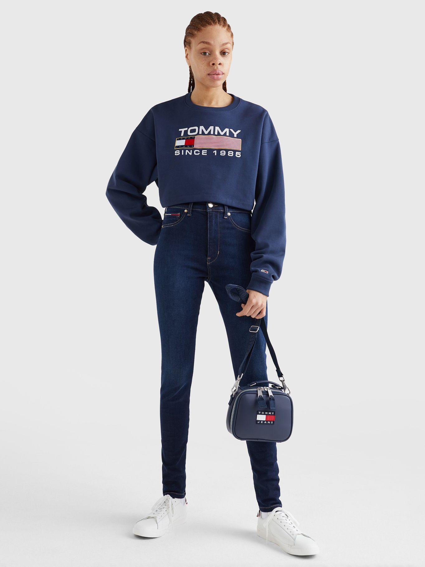 Polerón Cropped Modern Logo Azul Tommy Hilfiger-0