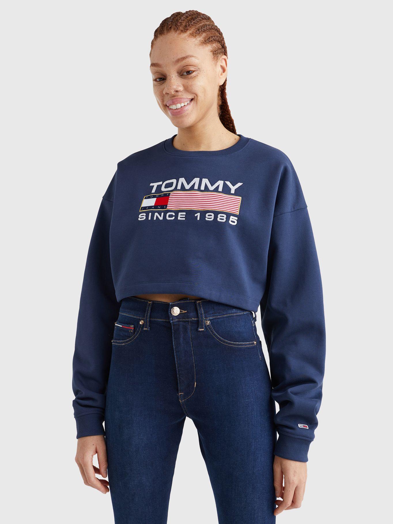 Polerón Cropped Modern Logo Azul Tommy Hilfiger-2