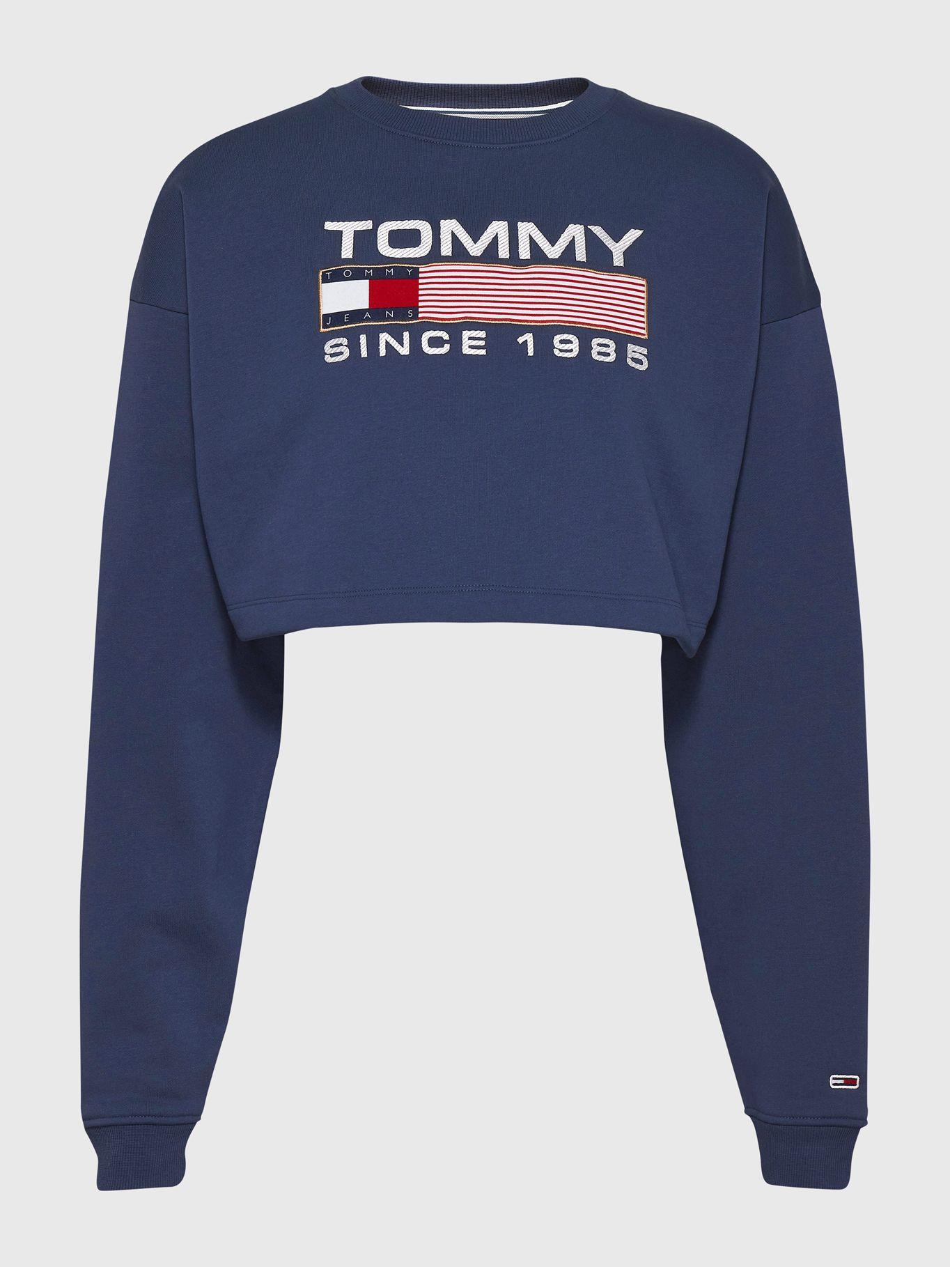 Polerón Cropped Modern Logo Azul Tommy Hilfiger-4