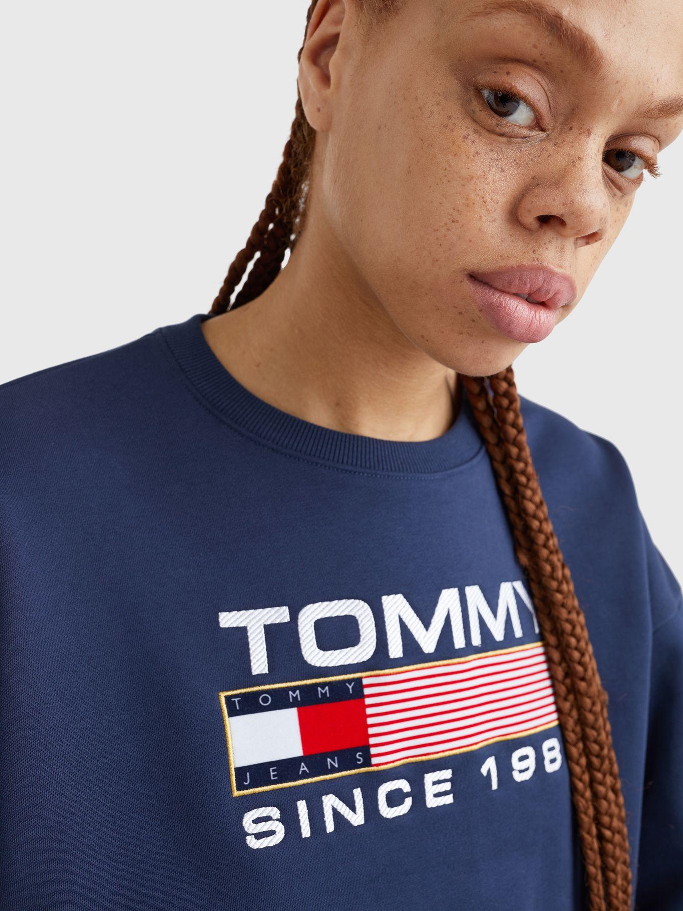 Polerón Cropped Modern Logo Azul Tommy Hilfiger-3