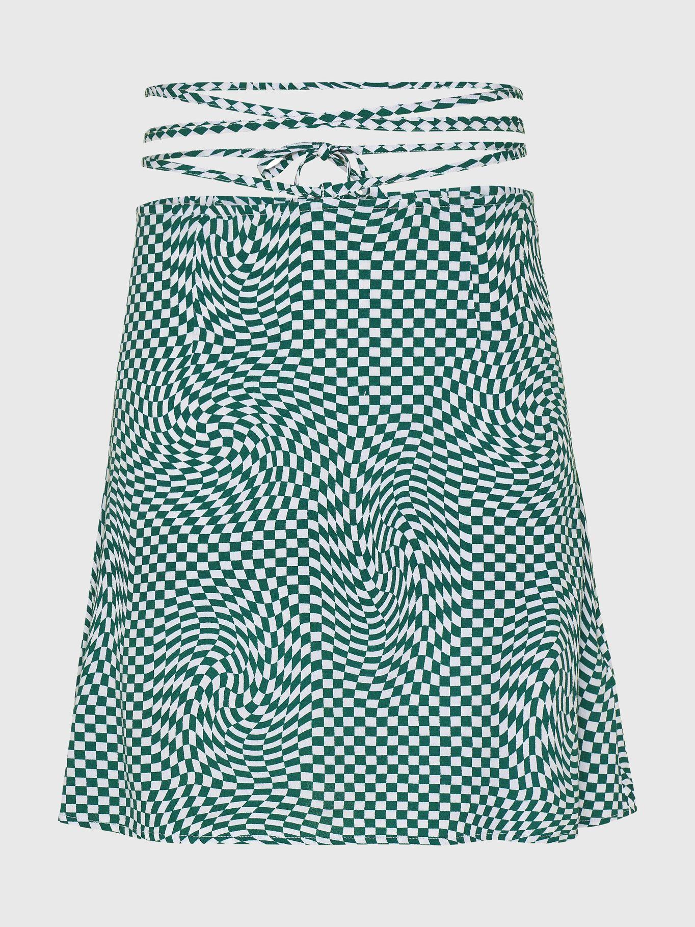 Minifalda Checkerboard Tie Verde Tommy Hilfiger-4