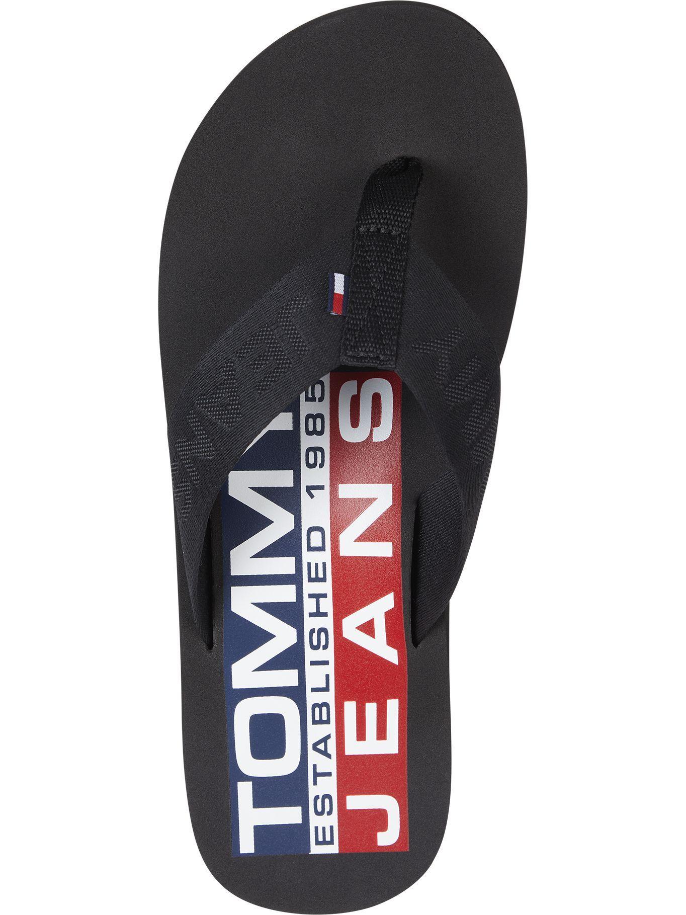Sandalias Con Logo Bordado Negro Tommy Hilfiger-1