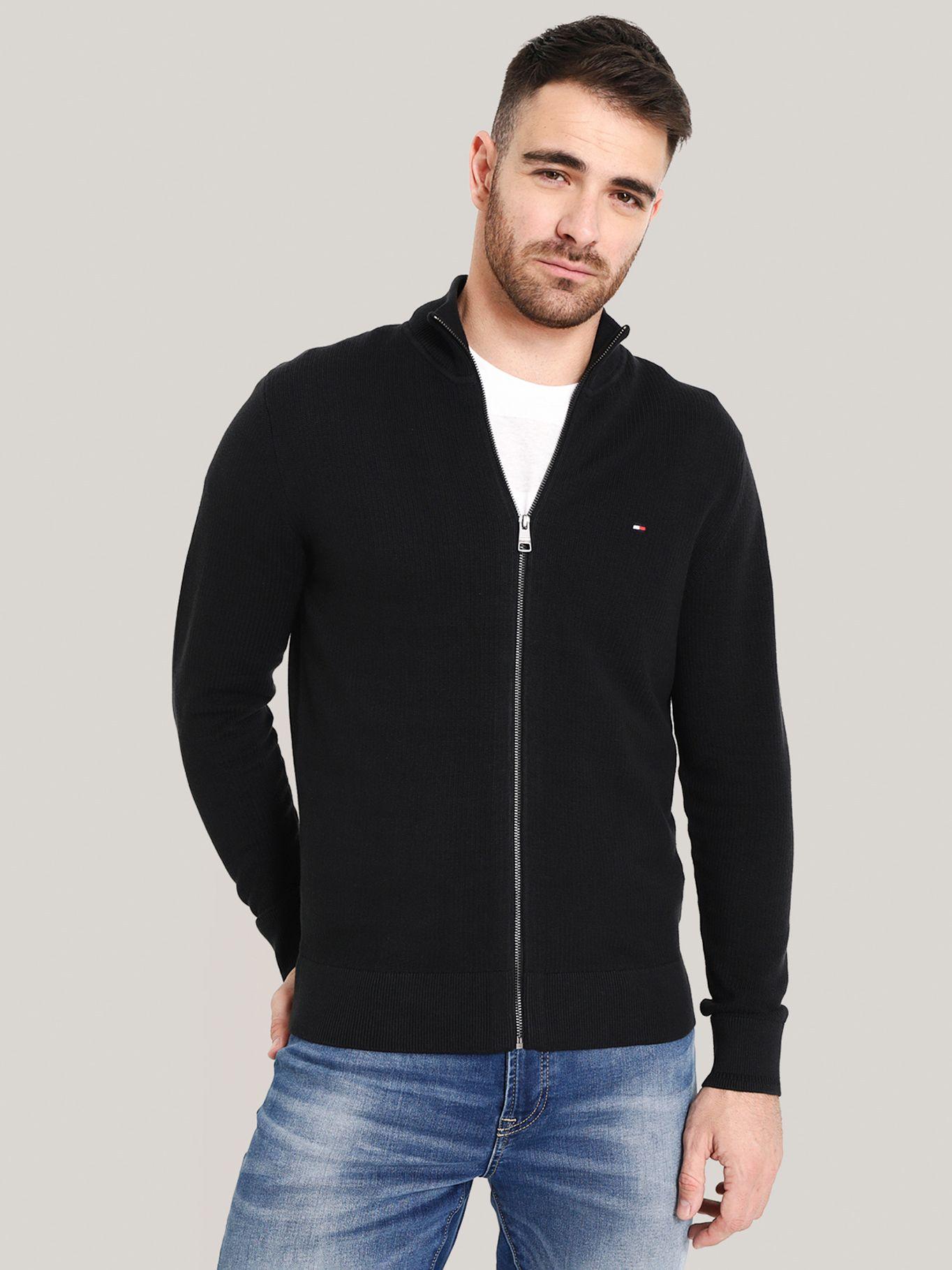 Sweater Texturizado Con Cierre Negro Tommy Hilfiger-0