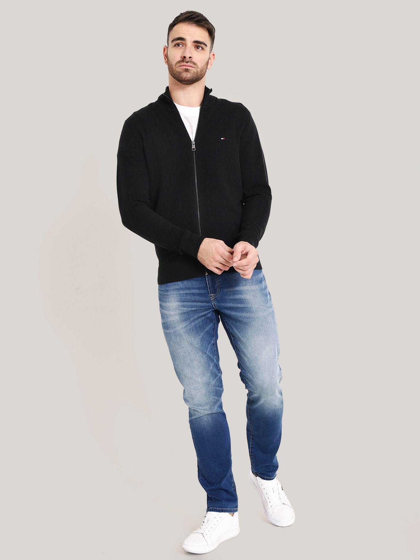 Sweater Texturizado Con Cierre Negro Tommy Hilfiger-1
