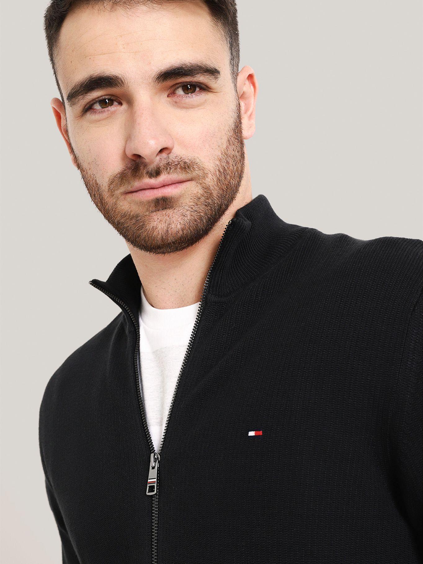 Sweater Texturizado Con Cierre Negro Tommy Hilfiger-3