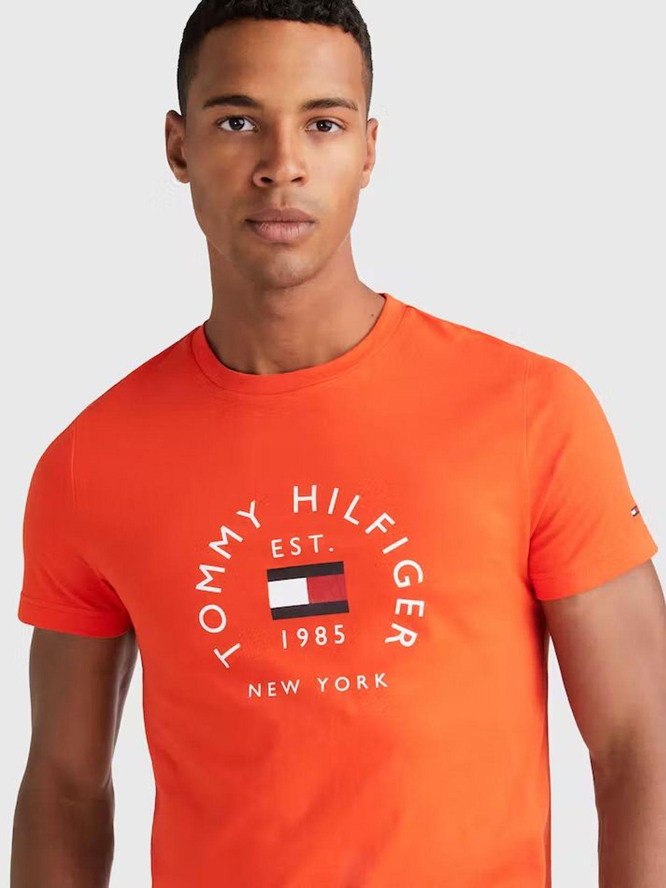 Polera Text Bar Logo Naranjo Tommy Hilfiger-3