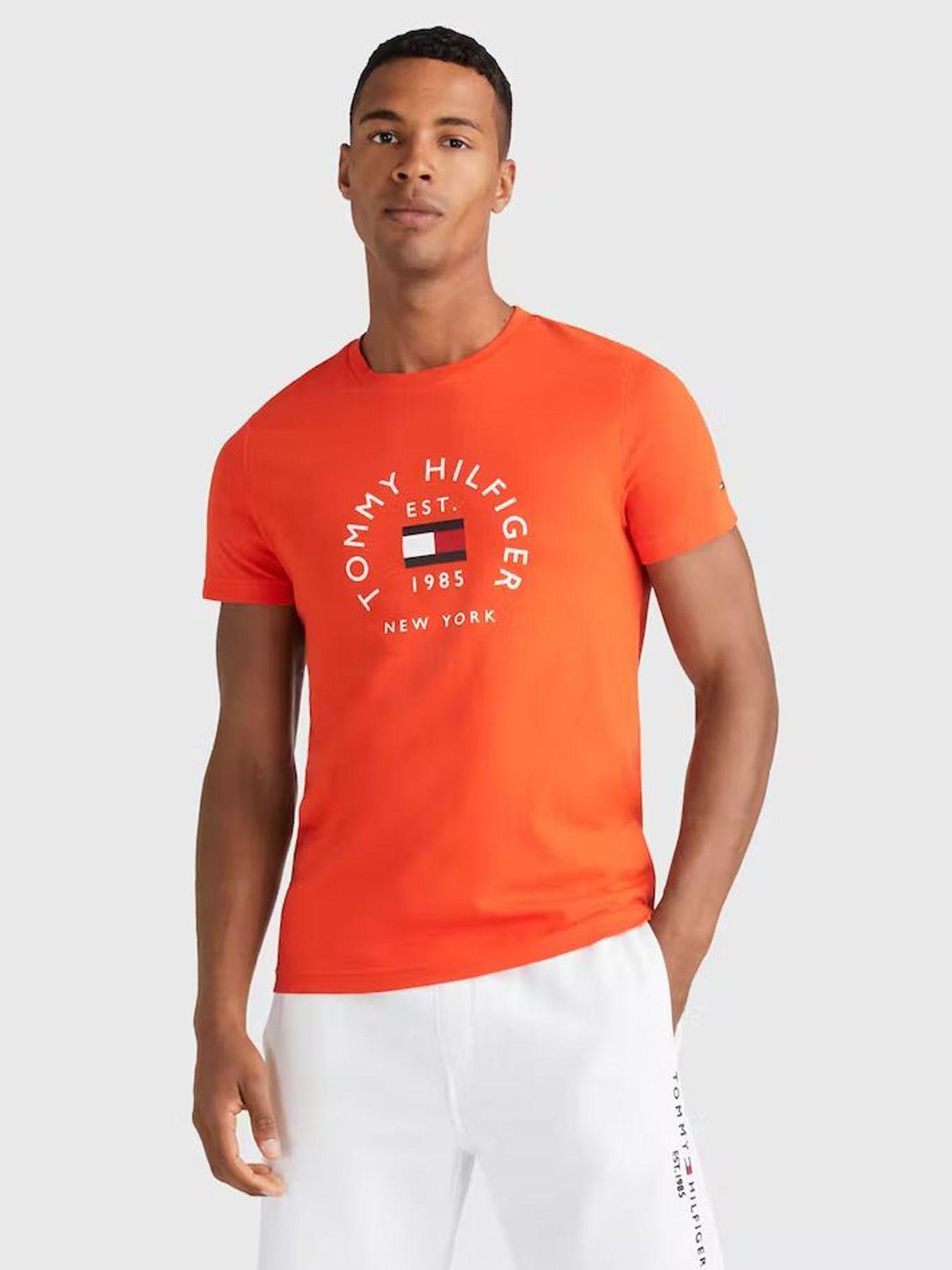 Polera Text Bar Logo Naranjo Tommy Hilfiger-0