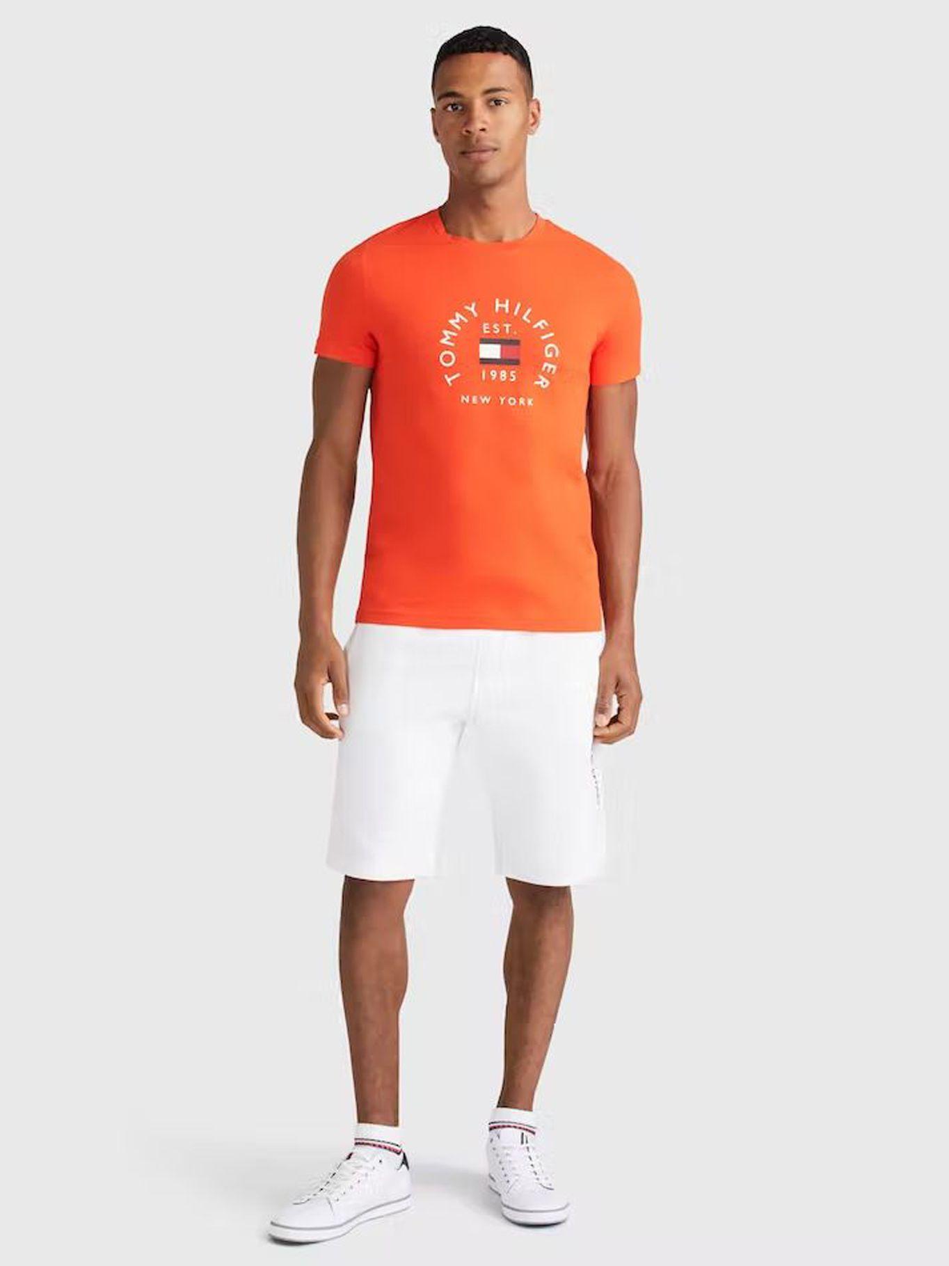 Polera Text Bar Logo Naranjo Tommy Hilfiger-1