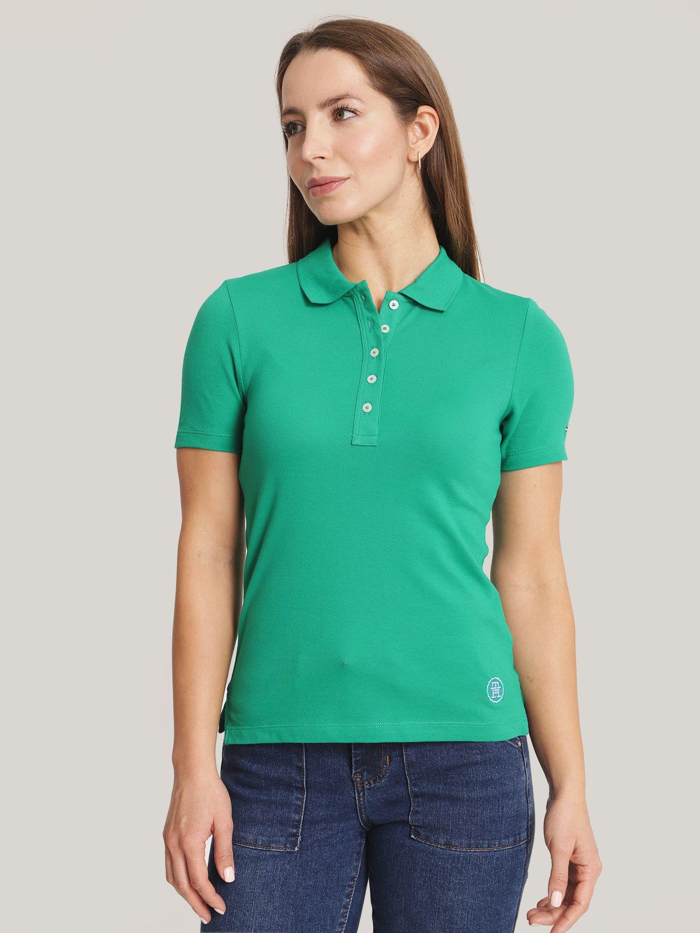 Polo Solid Con Logo Slim Fit Verde Tommy Hilfiger-0