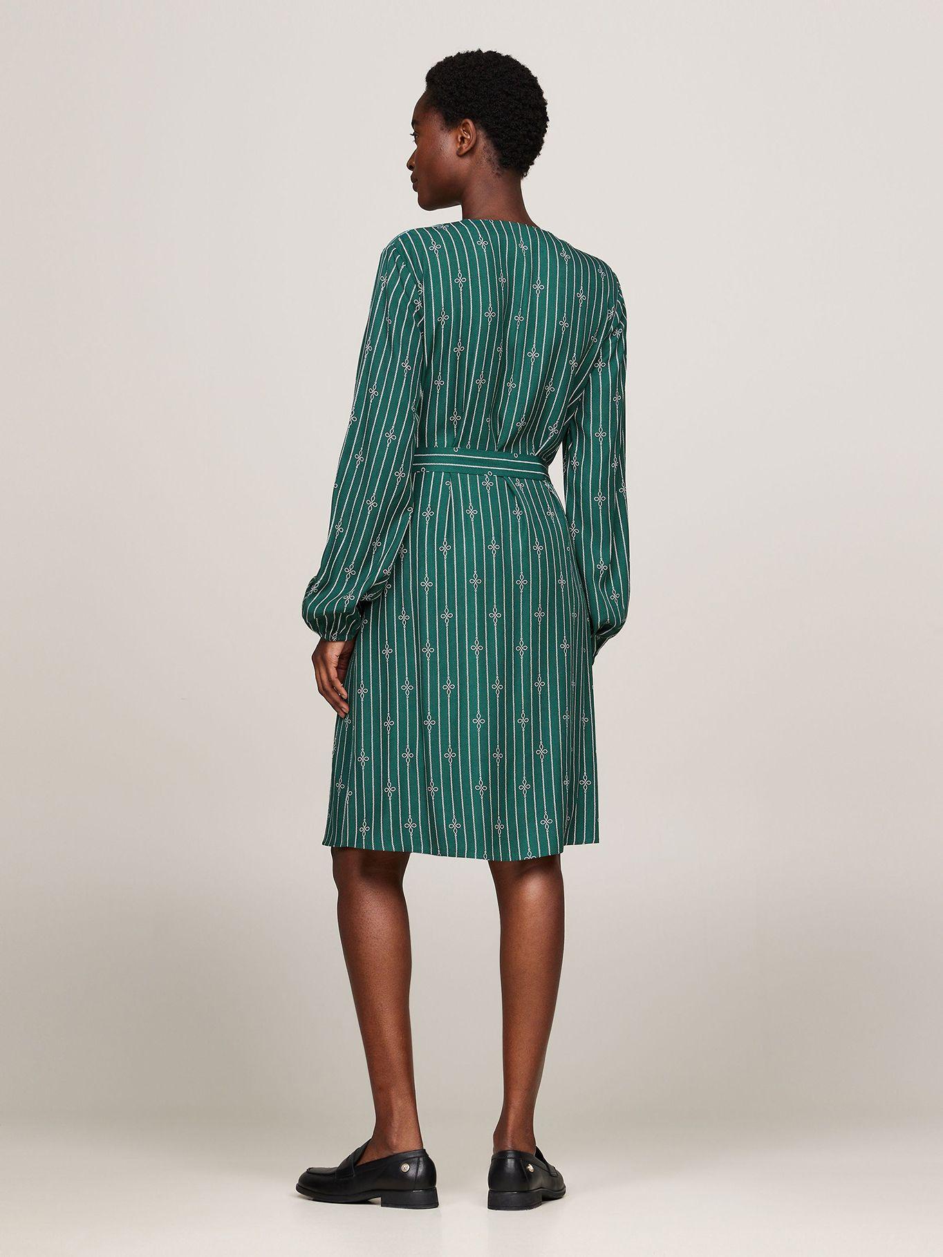 Vestido Fruncido De Corte Evasé Verde Tommy Hilfiger-1