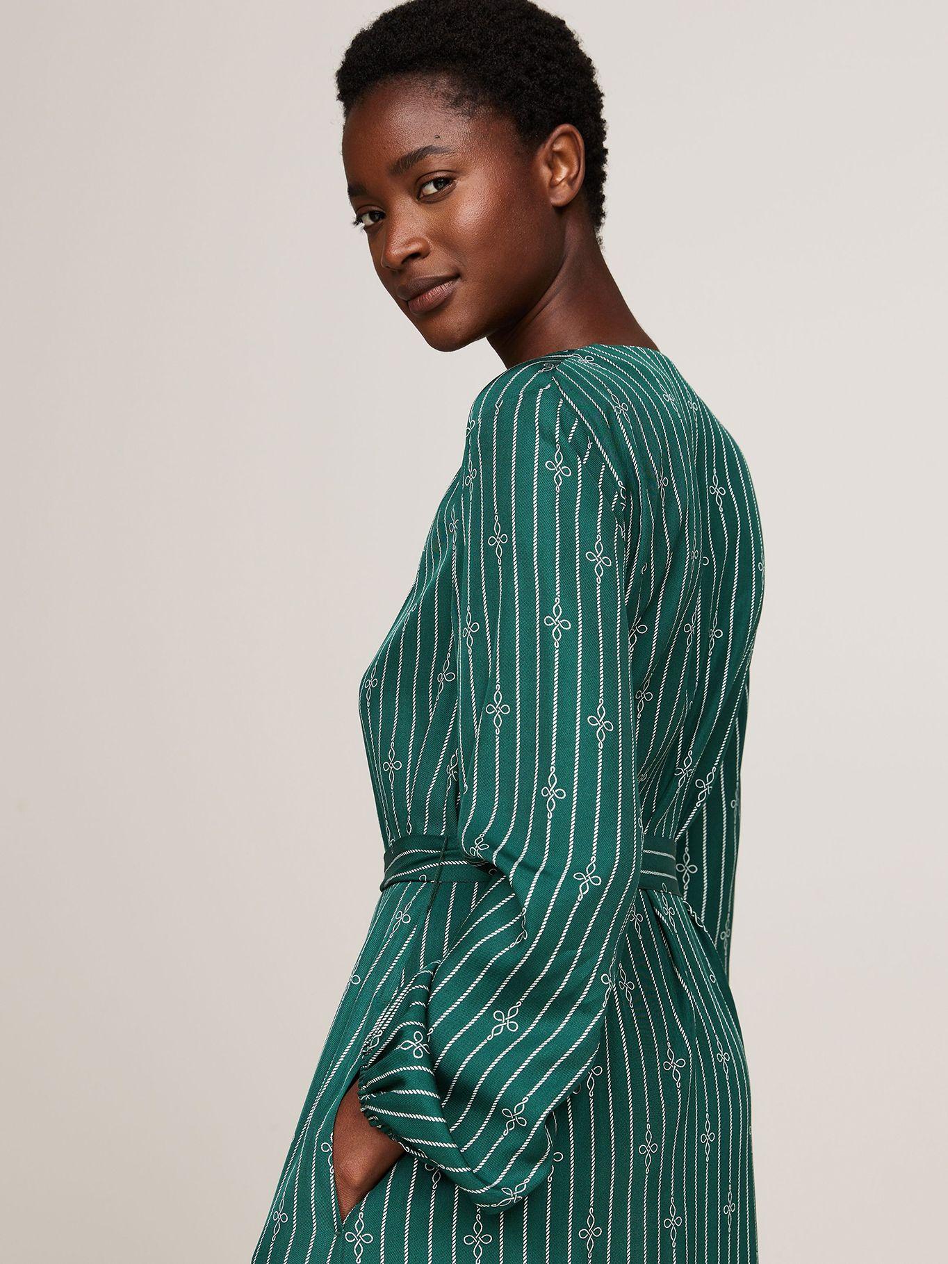 Vestido Fruncido De Corte Evasé Verde Tommy Hilfiger-3