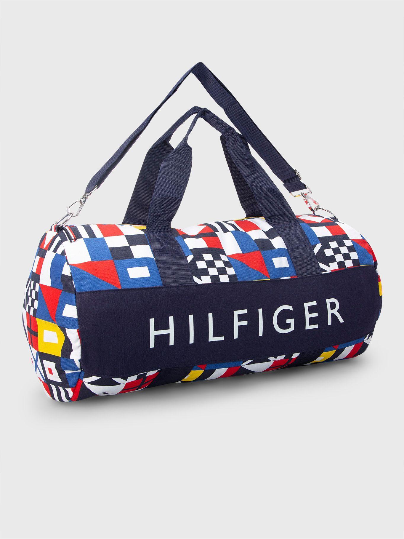 Bolso Duffle Print De Banderines Azul Tommy Hilfiger-0