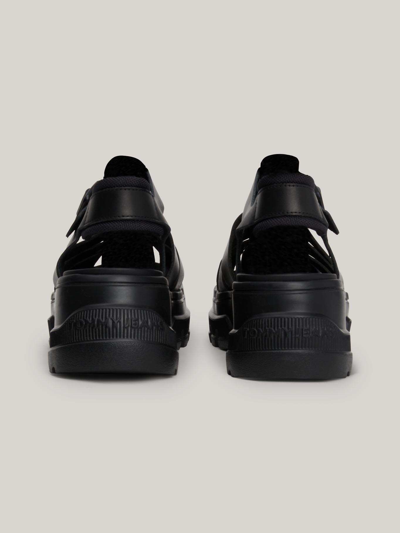 Sandalia Chunky De Cuero Negro Tommy Hilfiger-4