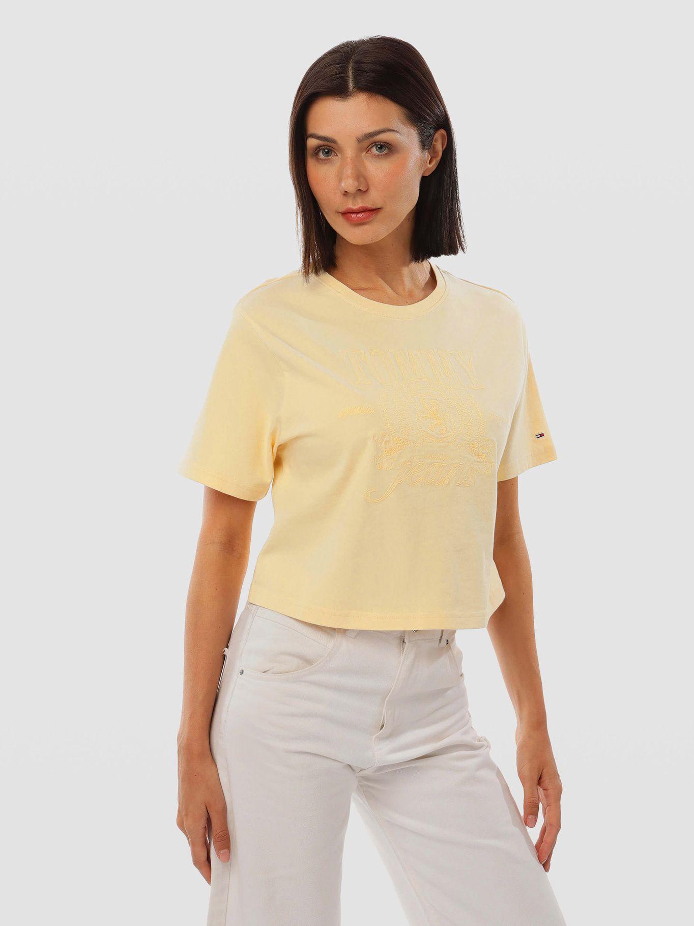 Polera Tonal Crest Logo Amarillo Tommy Jeans-0