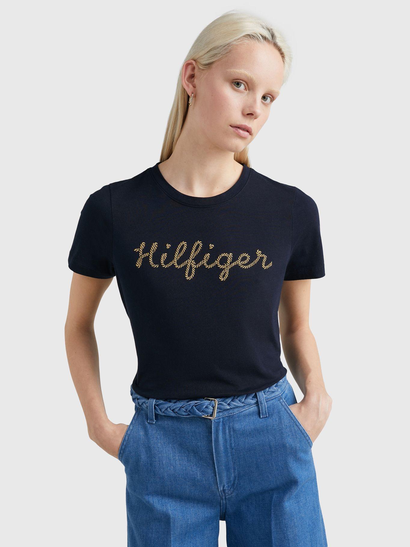 Polera Algodón Con Cuello Redondo Azul Tommy Hilfiger-0