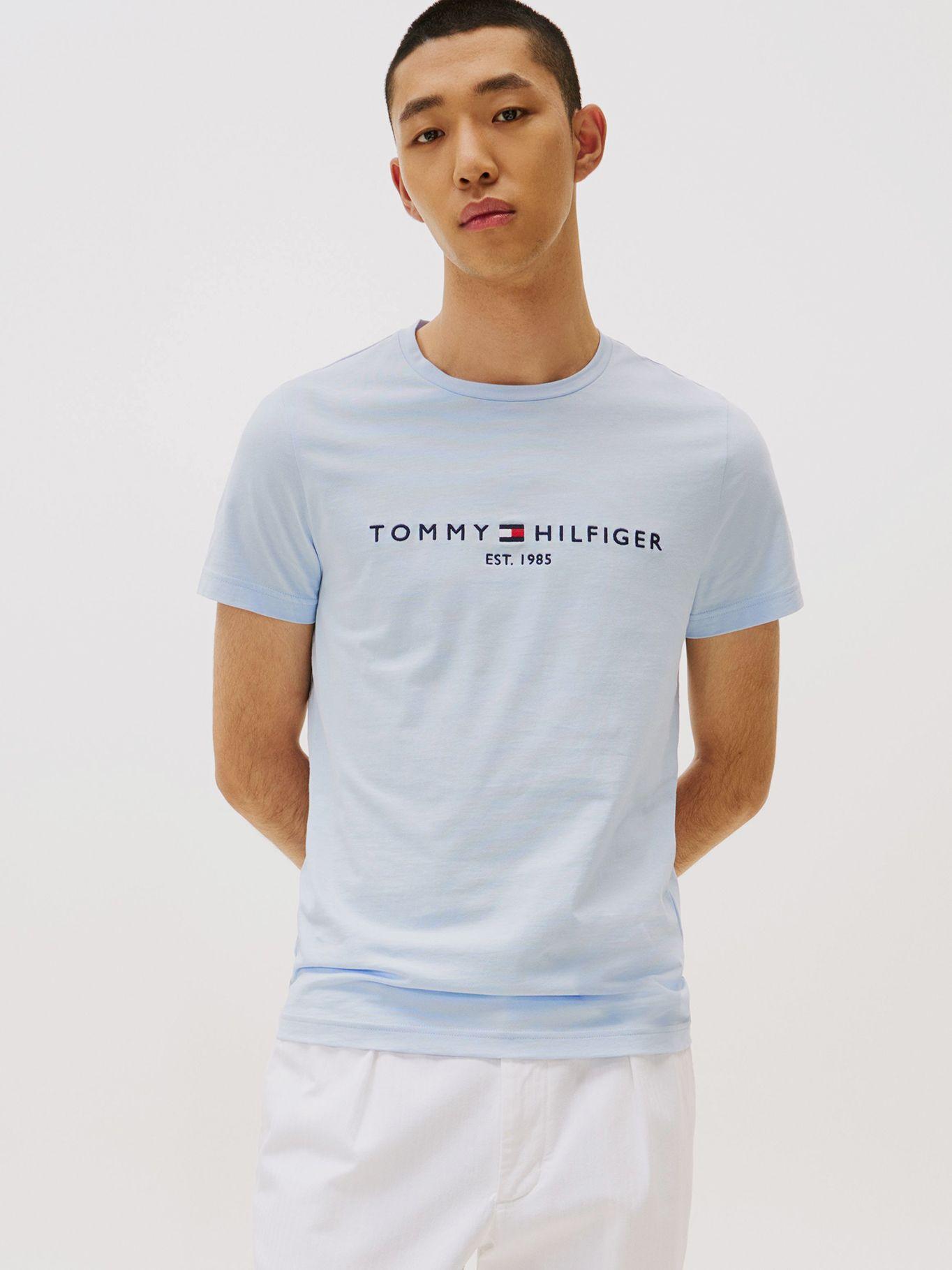 Polera Organic Cotton Logo-Slim Celeste Tommy Hilfiger-0