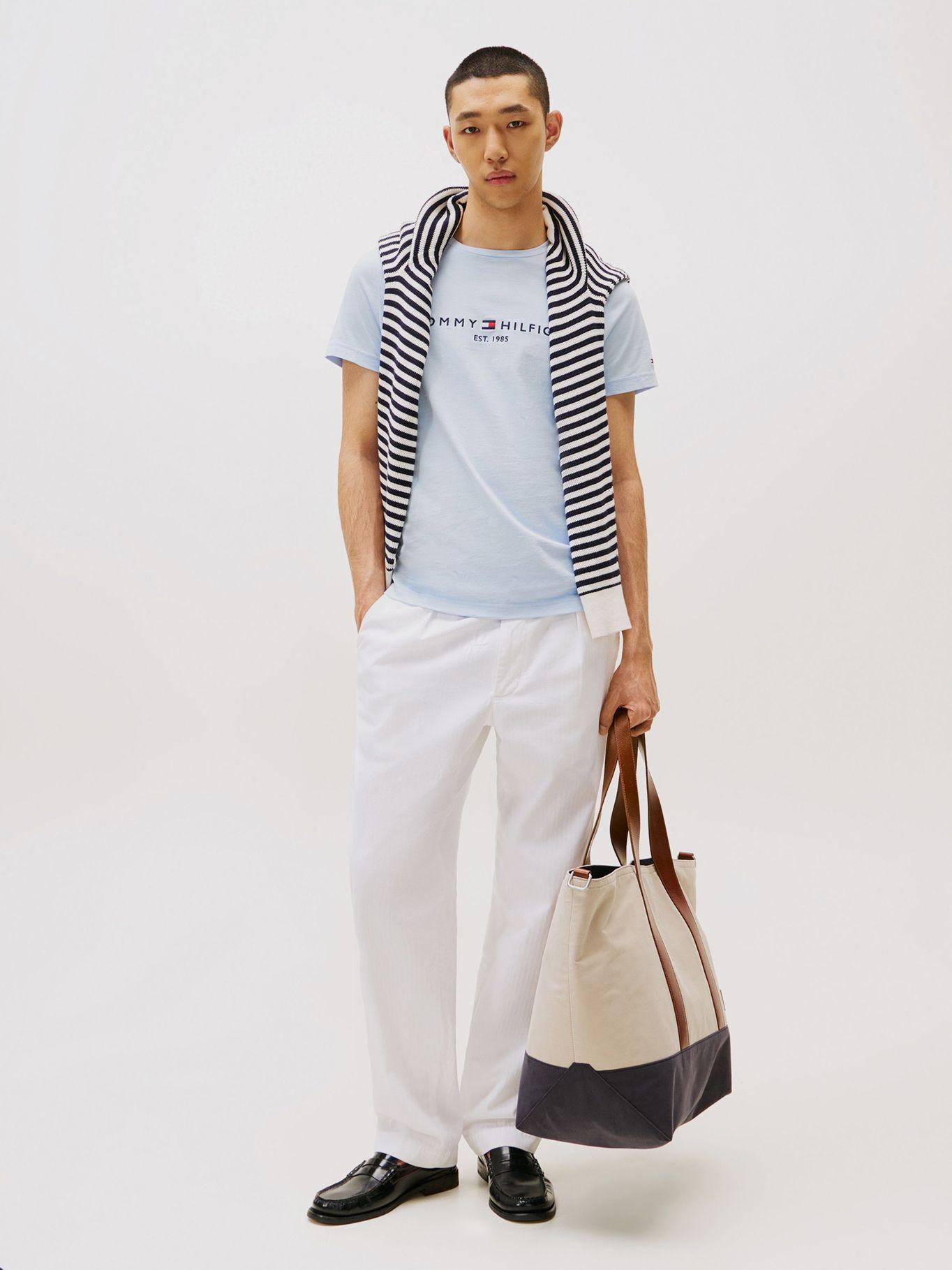 Polera Organic Cotton Logo-Slim Celeste Tommy Hilfiger-1