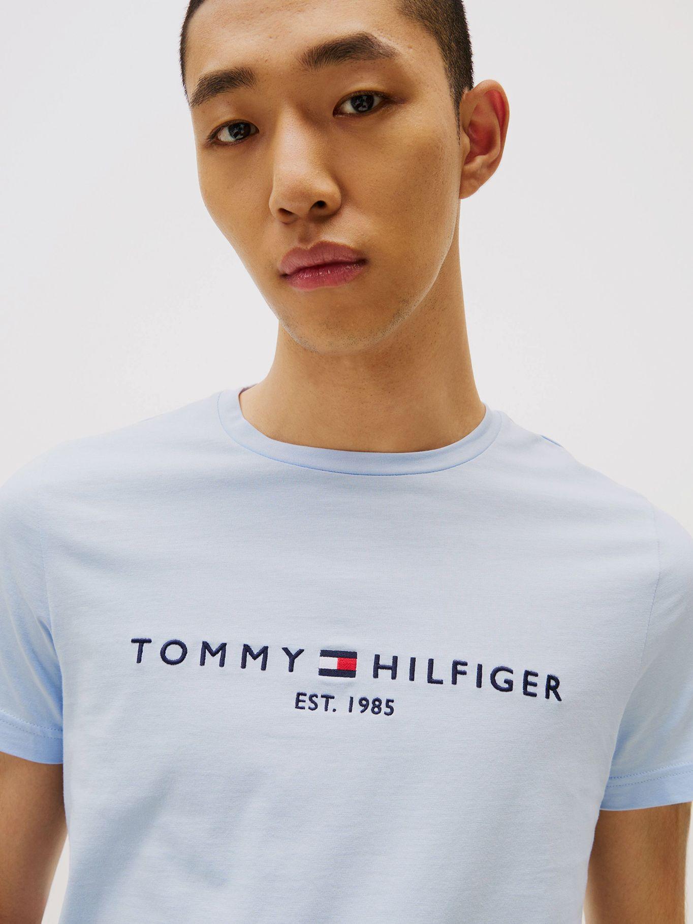 Polera Organic Cotton Logo-Slim Celeste Tommy Hilfiger-3