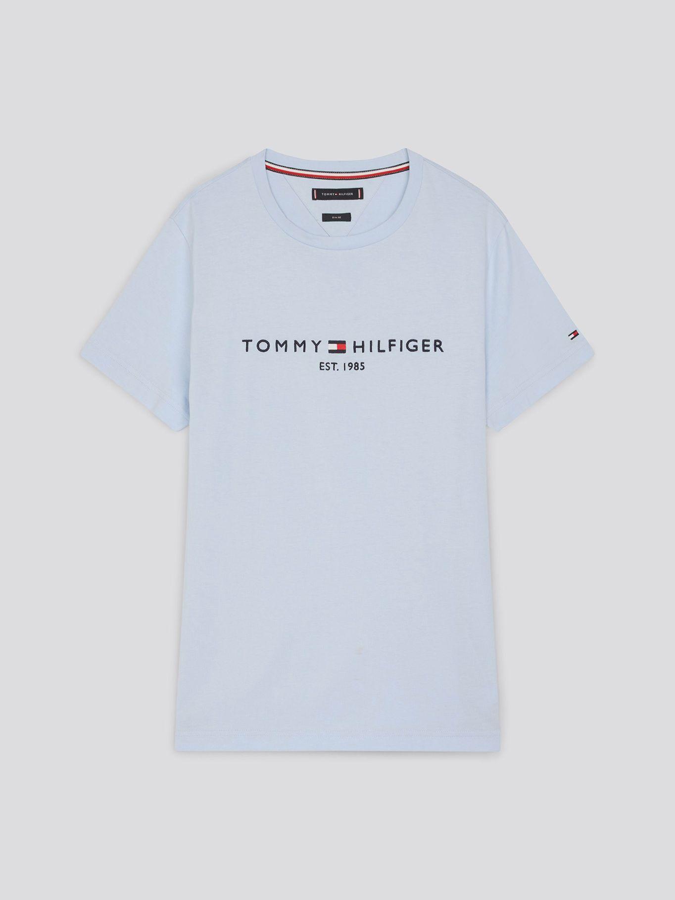 Polera Organic Cotton Logo-Slim Celeste Tommy Hilfiger-4