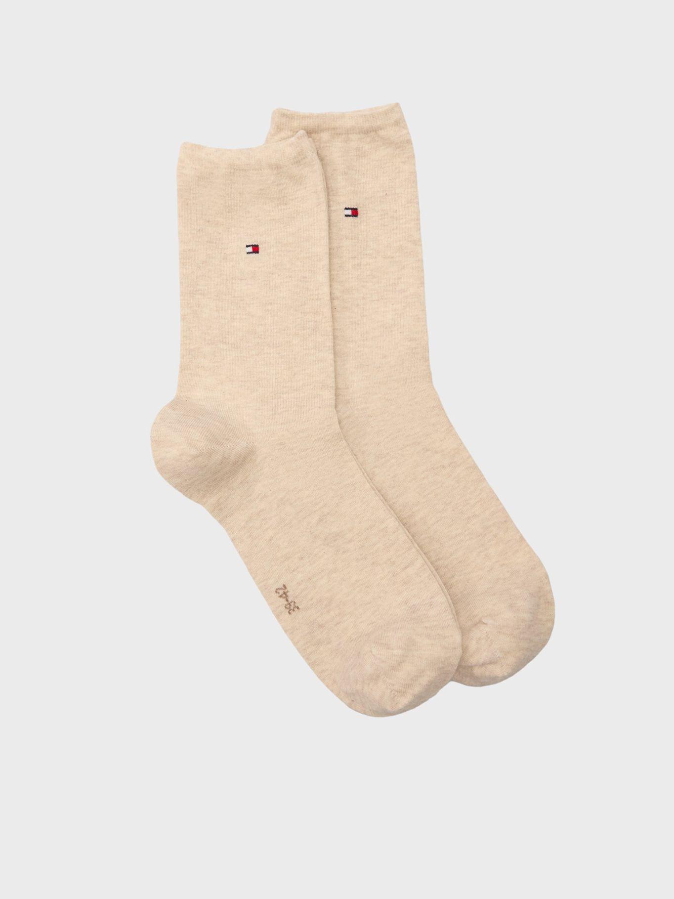 Pack 2 Par Calcetín y logo bordado Beige Tommy Hilfiger-2