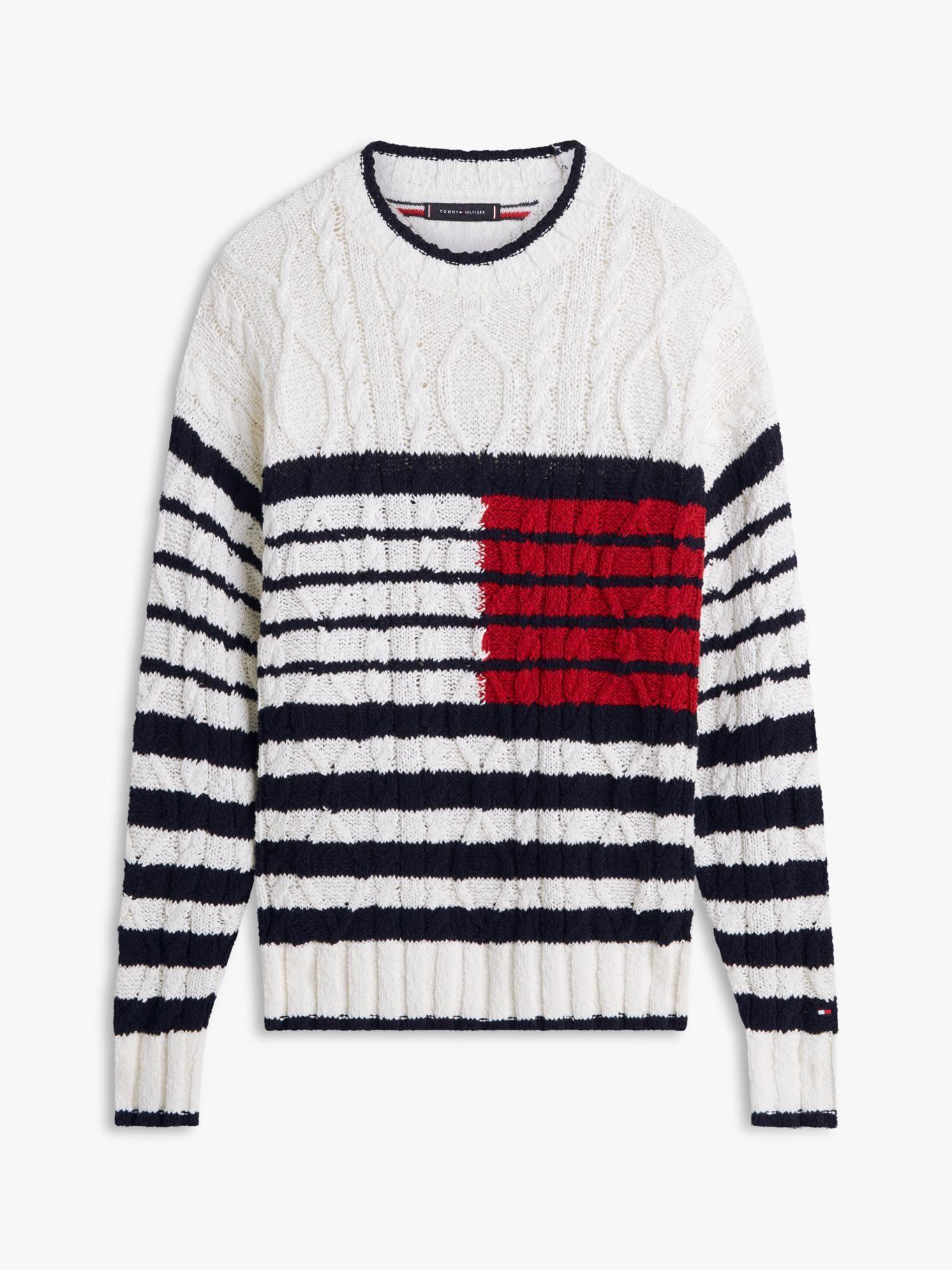 Sweater De Punto Trenzado Con Rayas-4