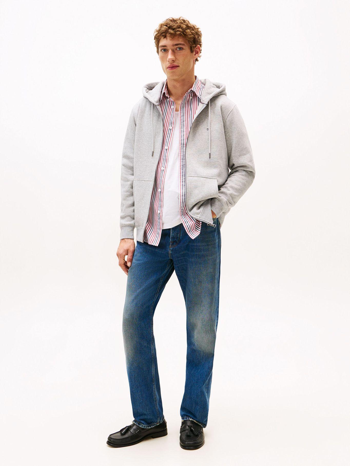 Polerón Hoodie Con Cierre Logo Gris Tommy Hilfiger-1