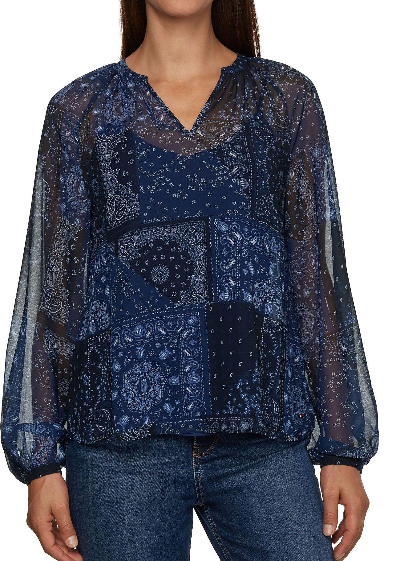 Blusa Curve Con Print De Cachemir Azul Tommy Hilfiger-1