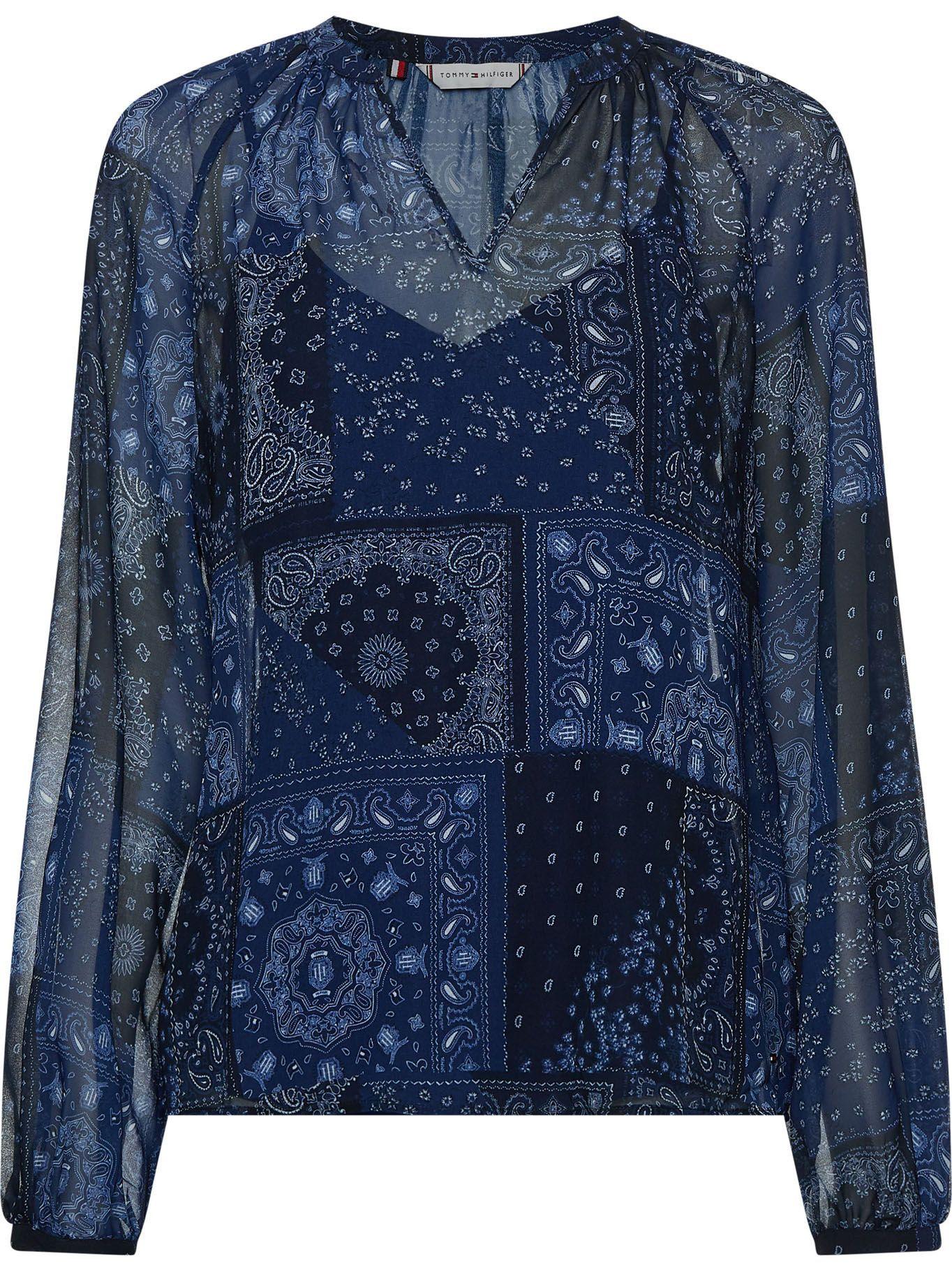 Blusa Curve Con Print De Cachemir Azul Tommy Hilfiger-0