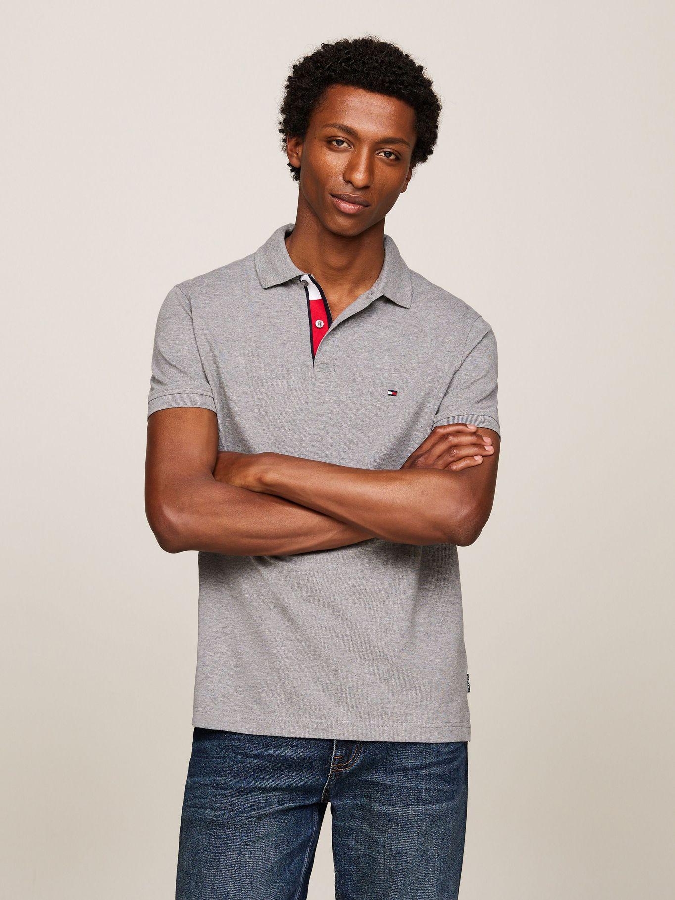 Polo Con Cinta Logo Distintiva Gris Tommy Hilfiger-0