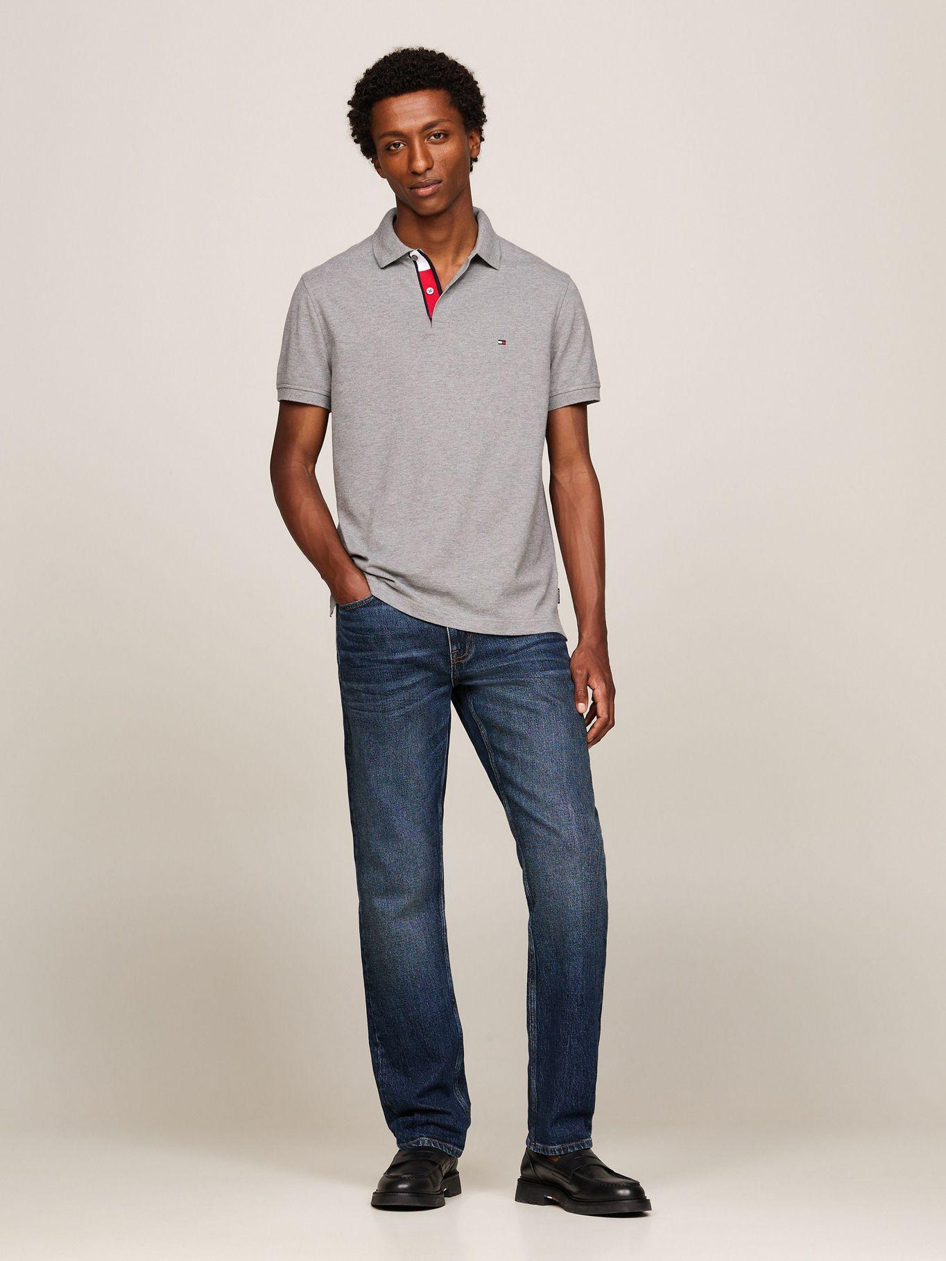 Polo Con Cinta Logo Distintiva Gris Tommy Hilfiger-1