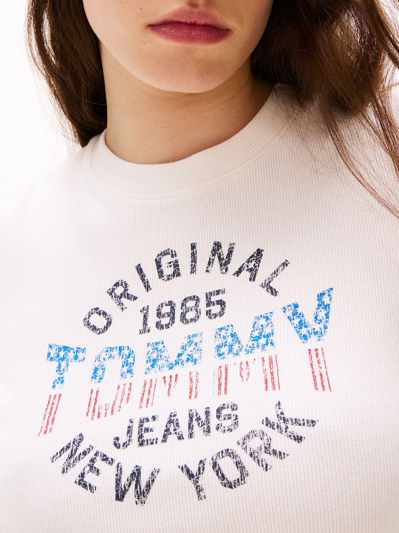 Polera Acanalada  Logo New York Blanco YBH Tommy Jeans-3