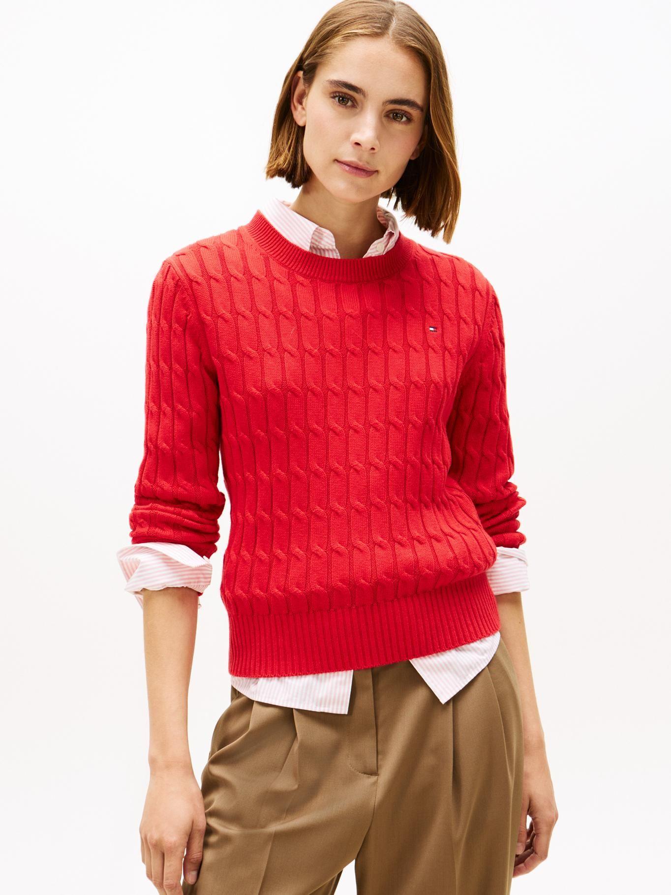 Sweater Essential De Punto Cable Tommy Hilfiger Rojo-0