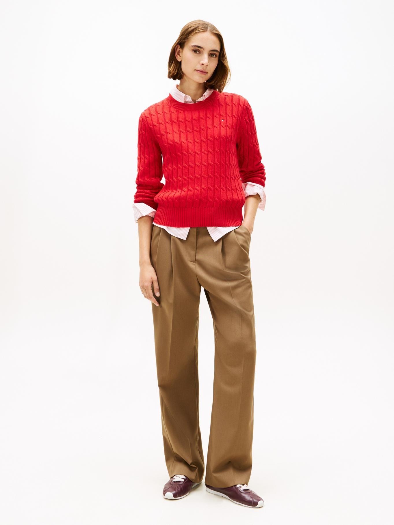 Sweater Essential De Punto Cable Tommy Hilfiger Rojo-1
