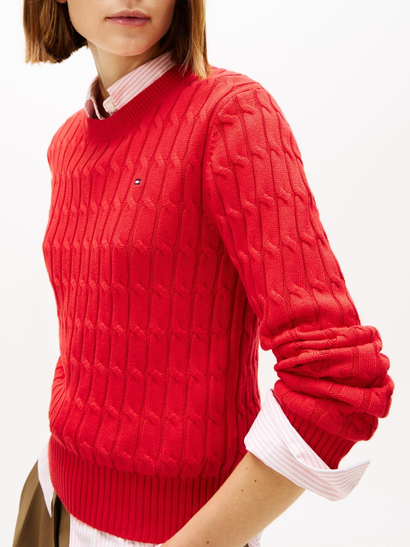 Sweater Essential De Punto Cable Tommy Hilfiger Rojo-3
