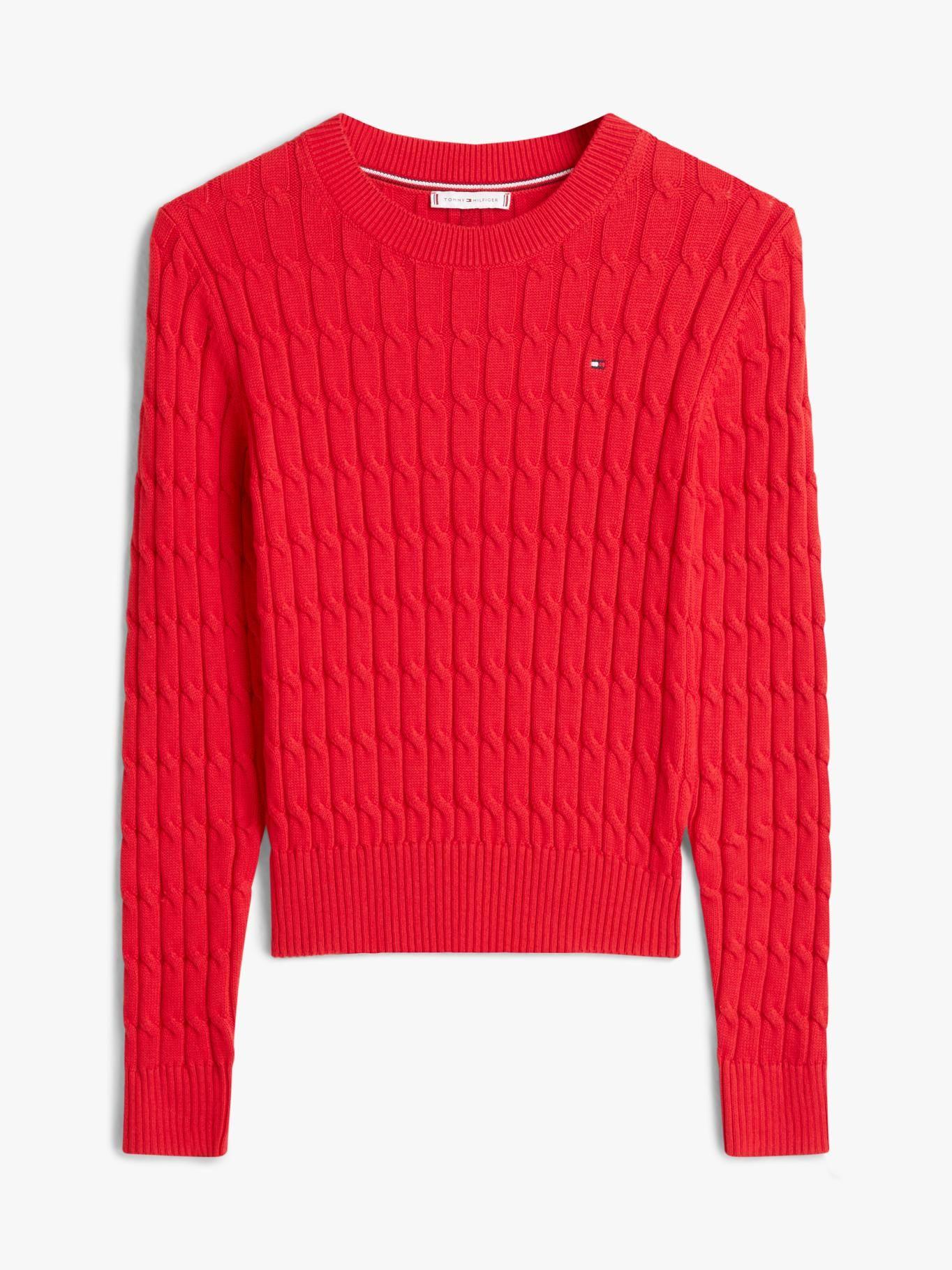 Sweater Essential De Punto Cable Tommy Hilfiger Rojo-4