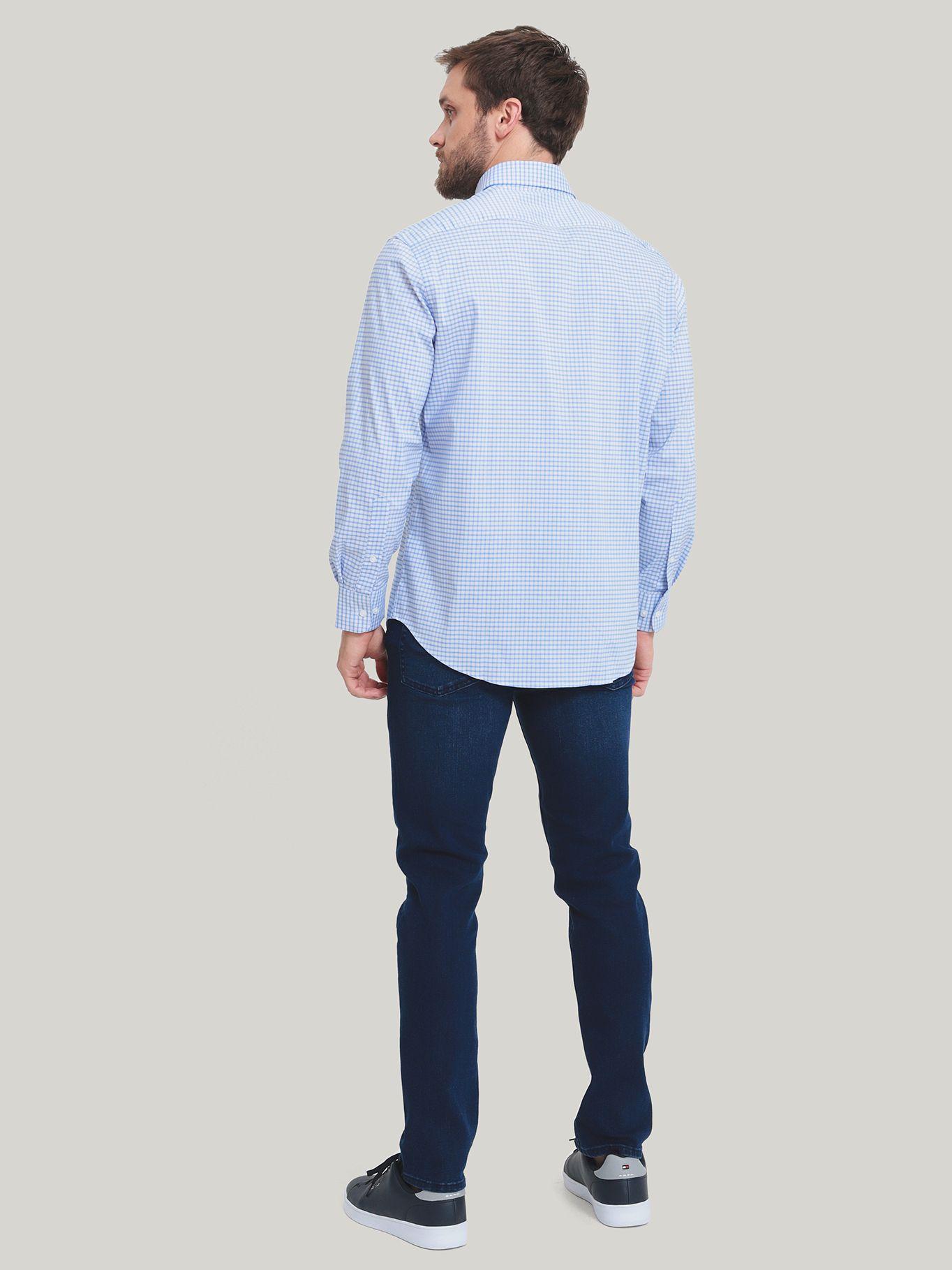 Camisa De Vestir Con Logo Celeste Tommy Hilfiger-3