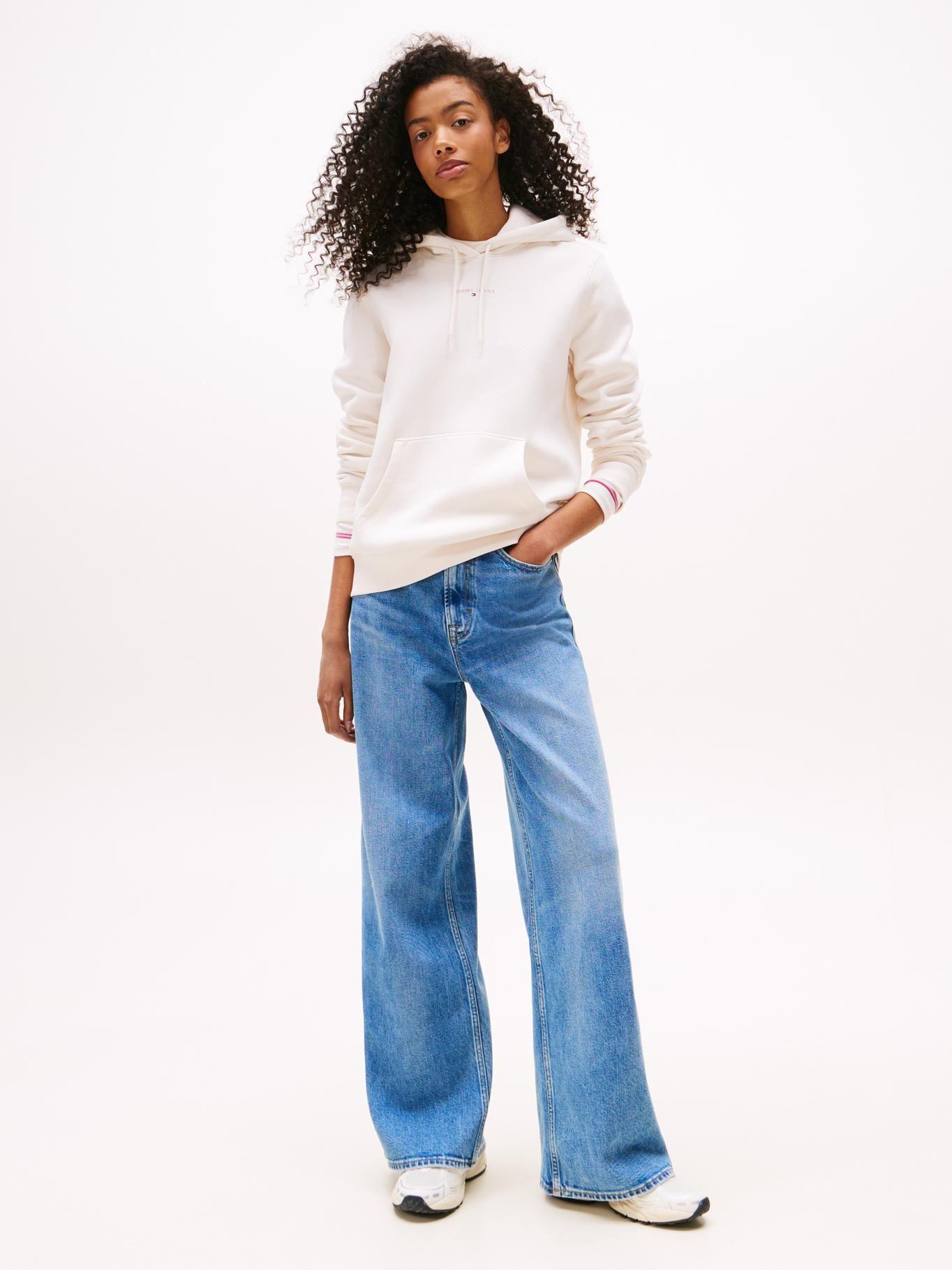 Polerón Hoodie Con Logo Lineal Blanco Tommy Jeans-1