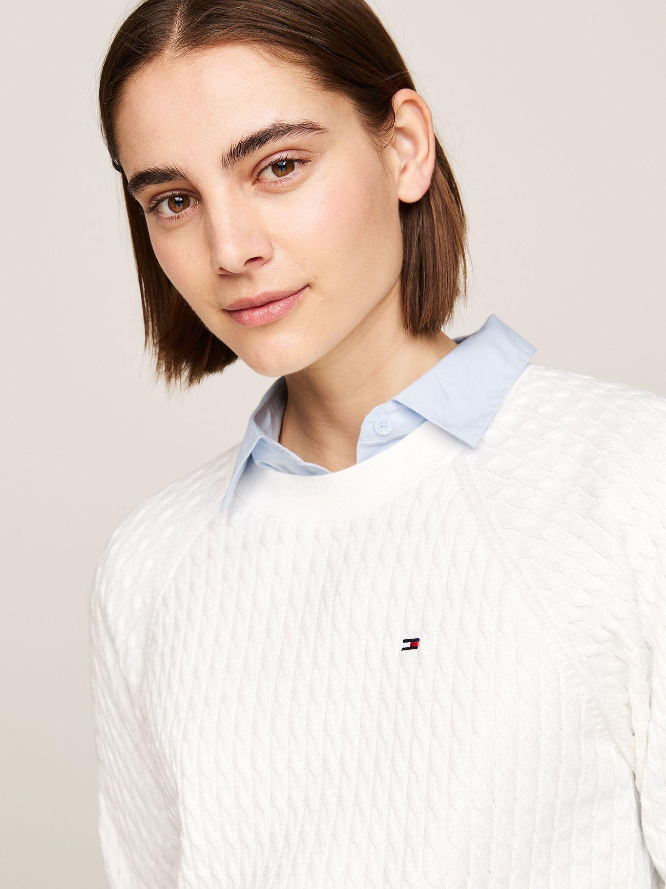Sweater Relaxed De Punto Trenzado Blanco Tommy Hilfiger-3