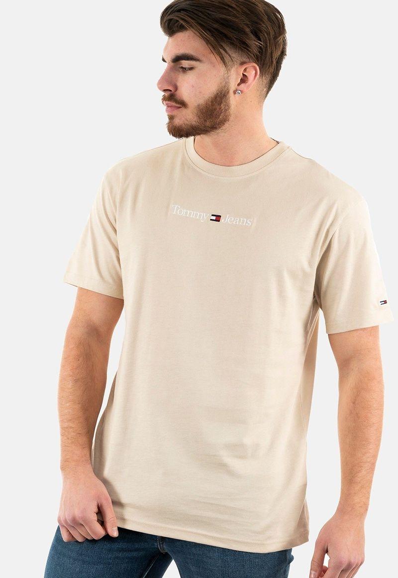 Polera Classic Linear Logo Beige Tommy Jeans-0