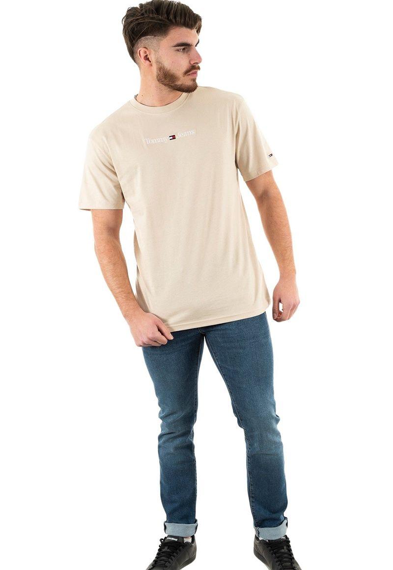 Polera Classic Linear Logo Beige Tommy Jeans-1
