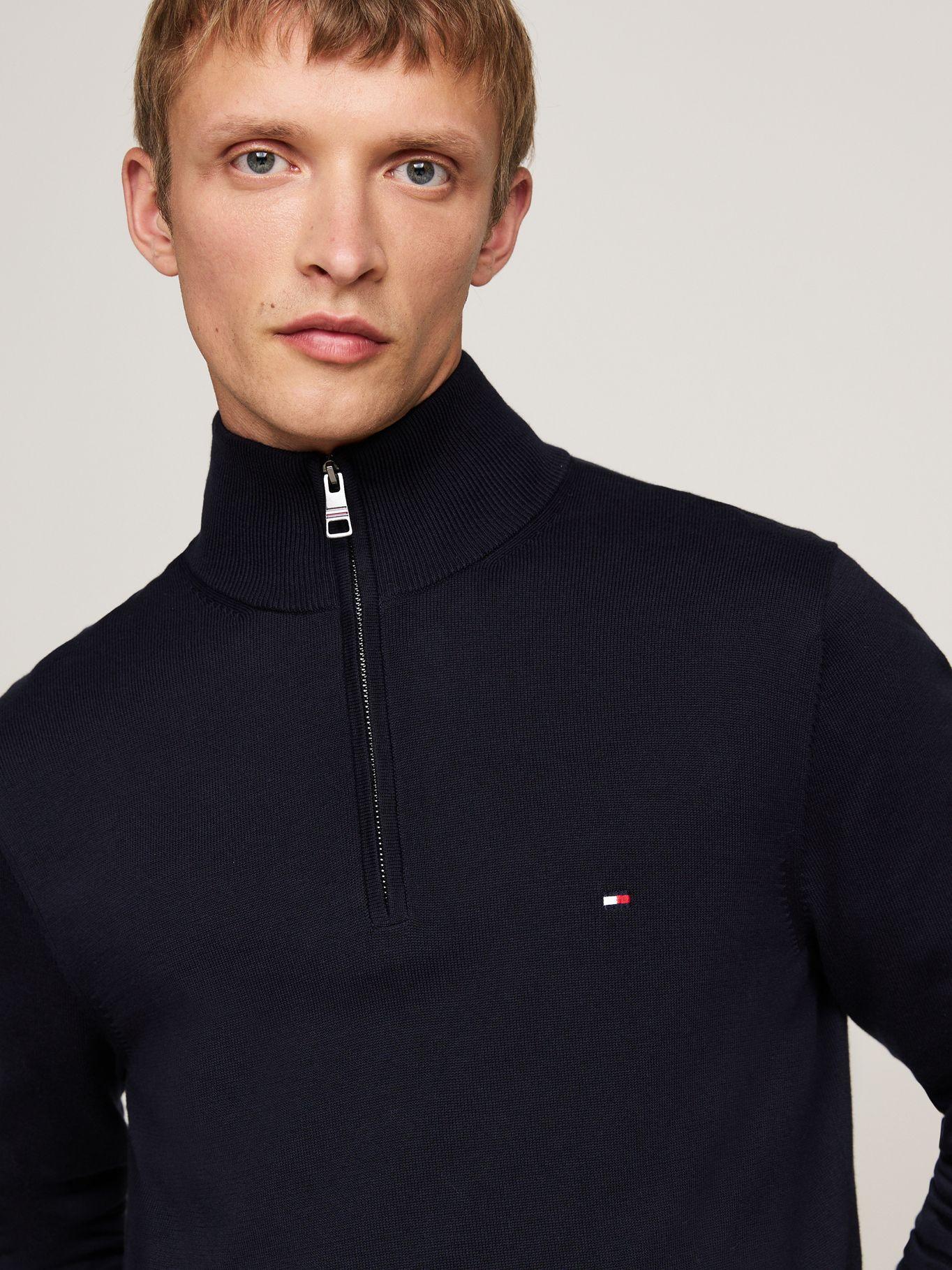 Sweater Essential Cotton Con Medio Cierre Azul Tommy Hilfiger-3