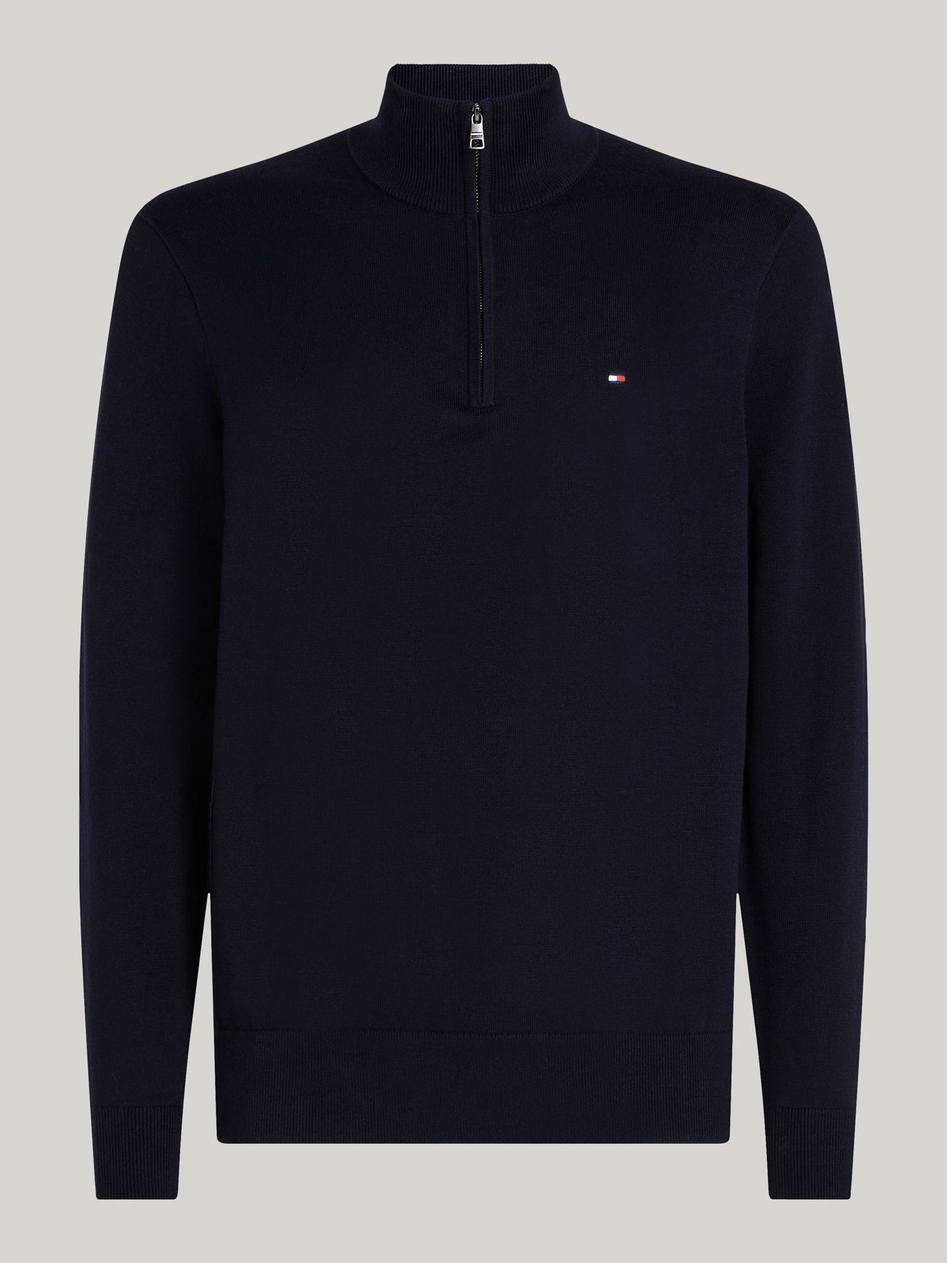 Sweater Essential Cotton Con Medio Cierre Azul Tommy Hilfiger-4