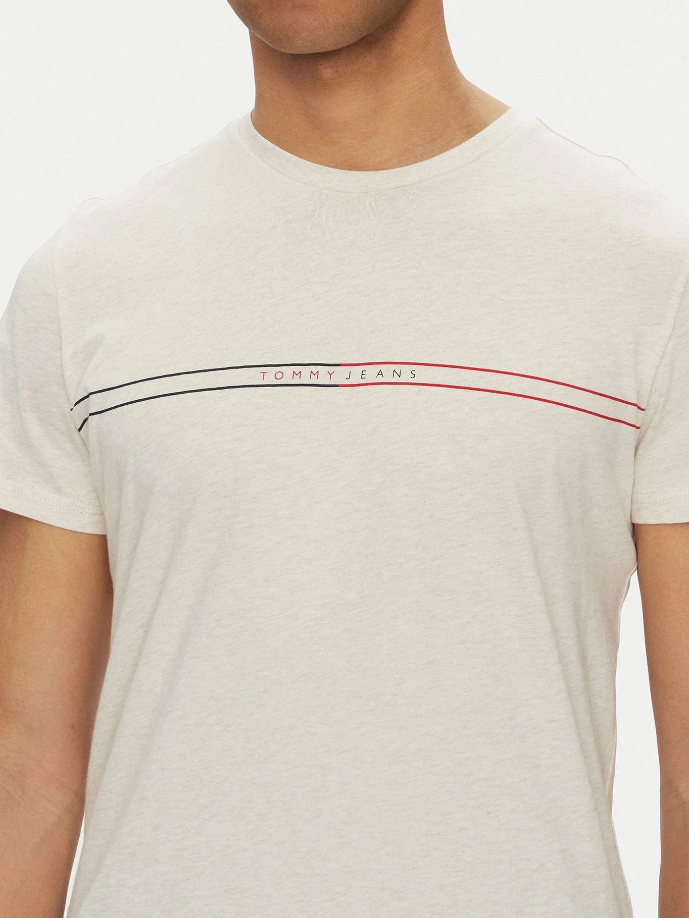 Polera Entry Graphic Logo Slim Fit Beige Tommy Jeans-3
