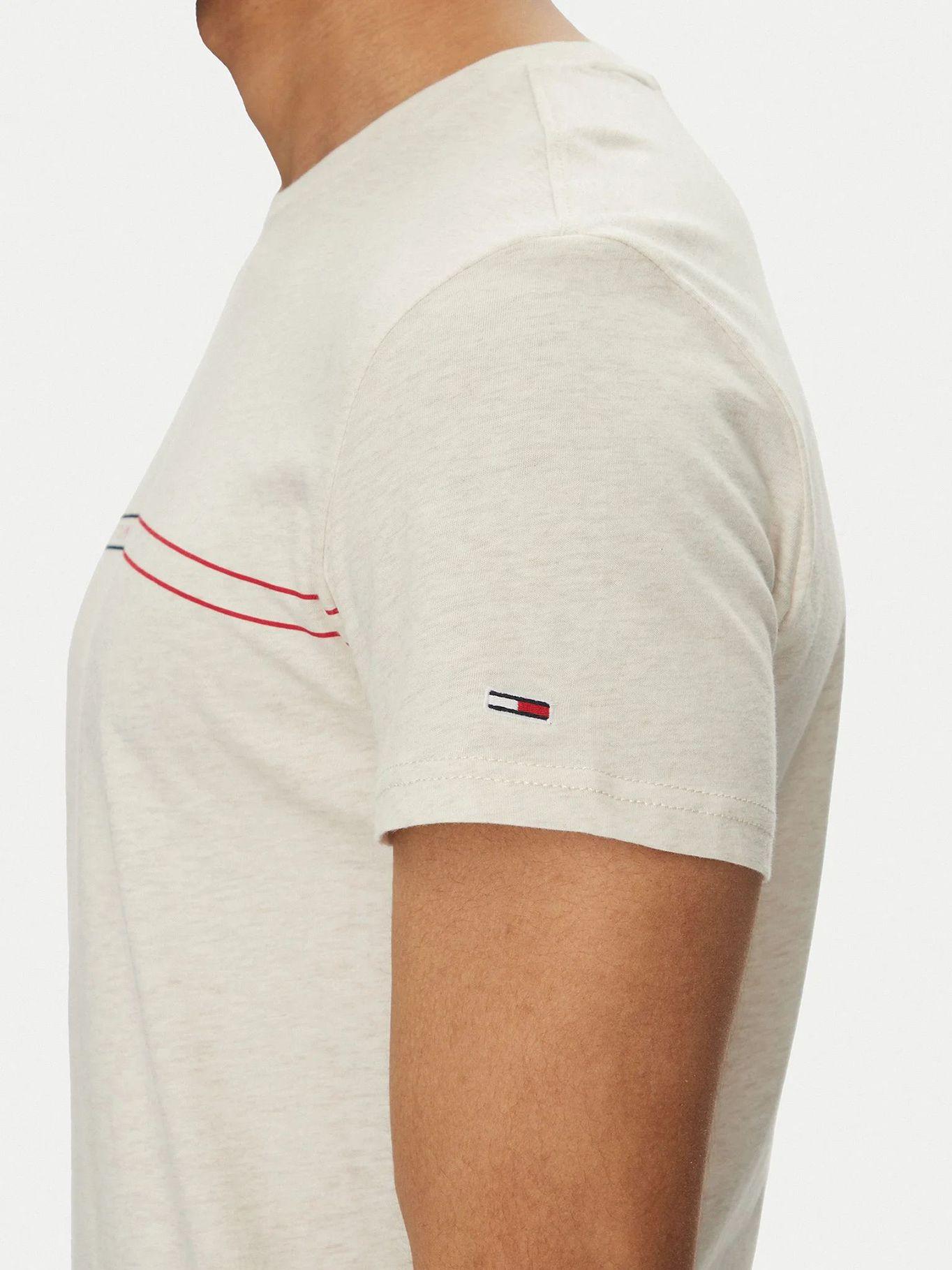 Polera Entry Graphic Logo Slim Fit Beige Tommy Jeans-4