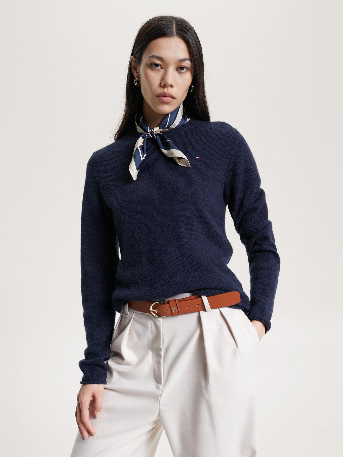 Sweater De Lana Solid Con Logo Azul Tommy Hilfiger-0