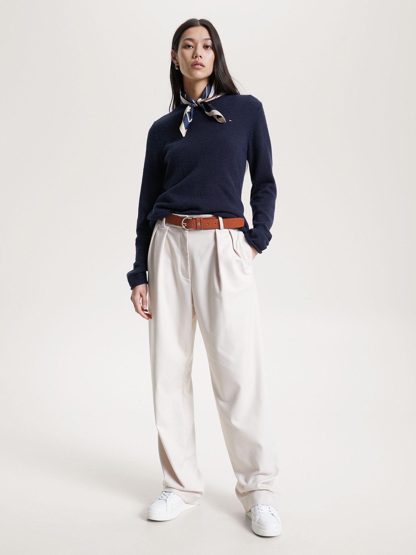 Sweater De Lana Solid Con Logo Azul Tommy Hilfiger-1