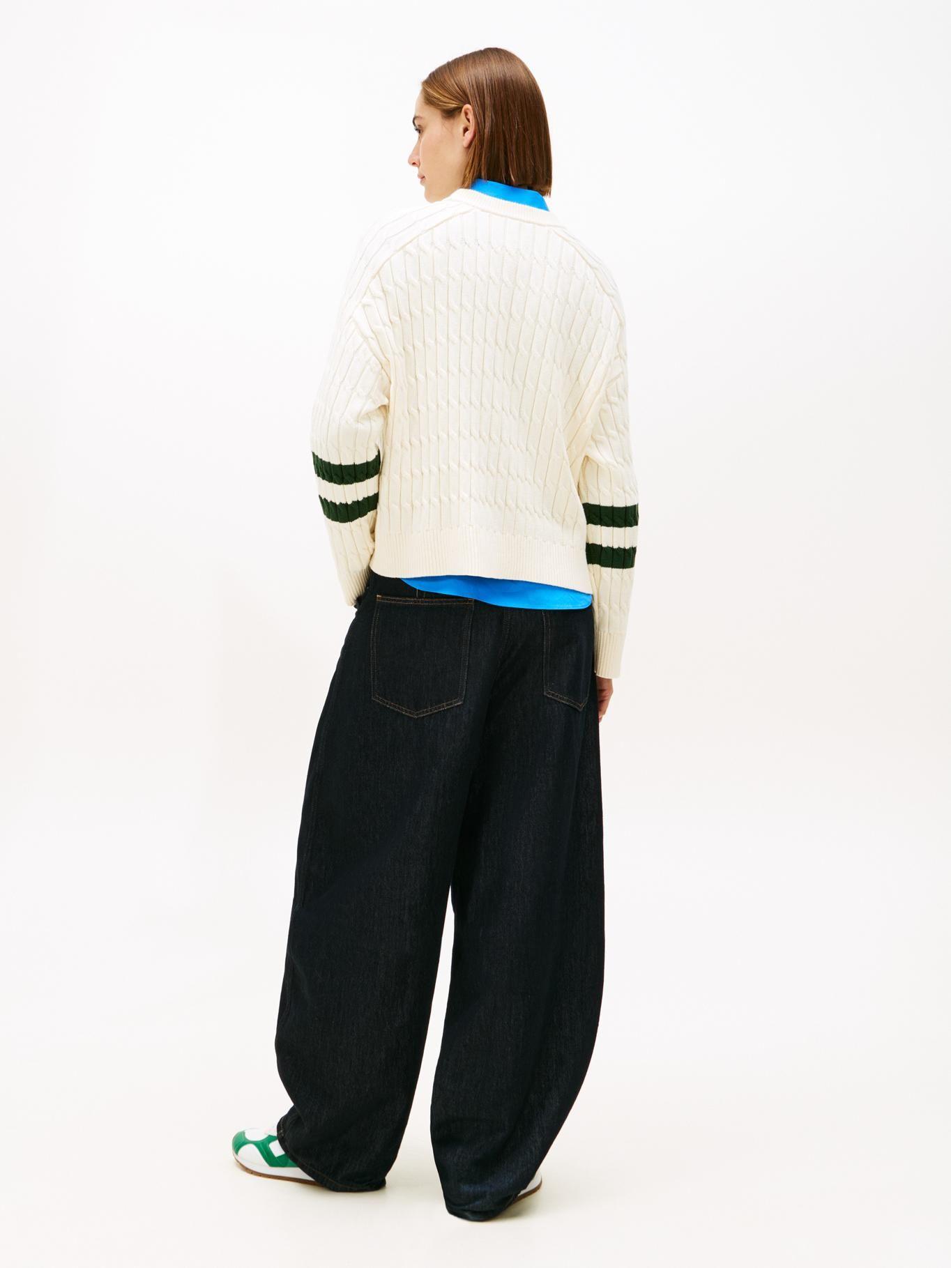 Sweater Con Logo Script Gráfico Tommy Hilfiger Beige-2