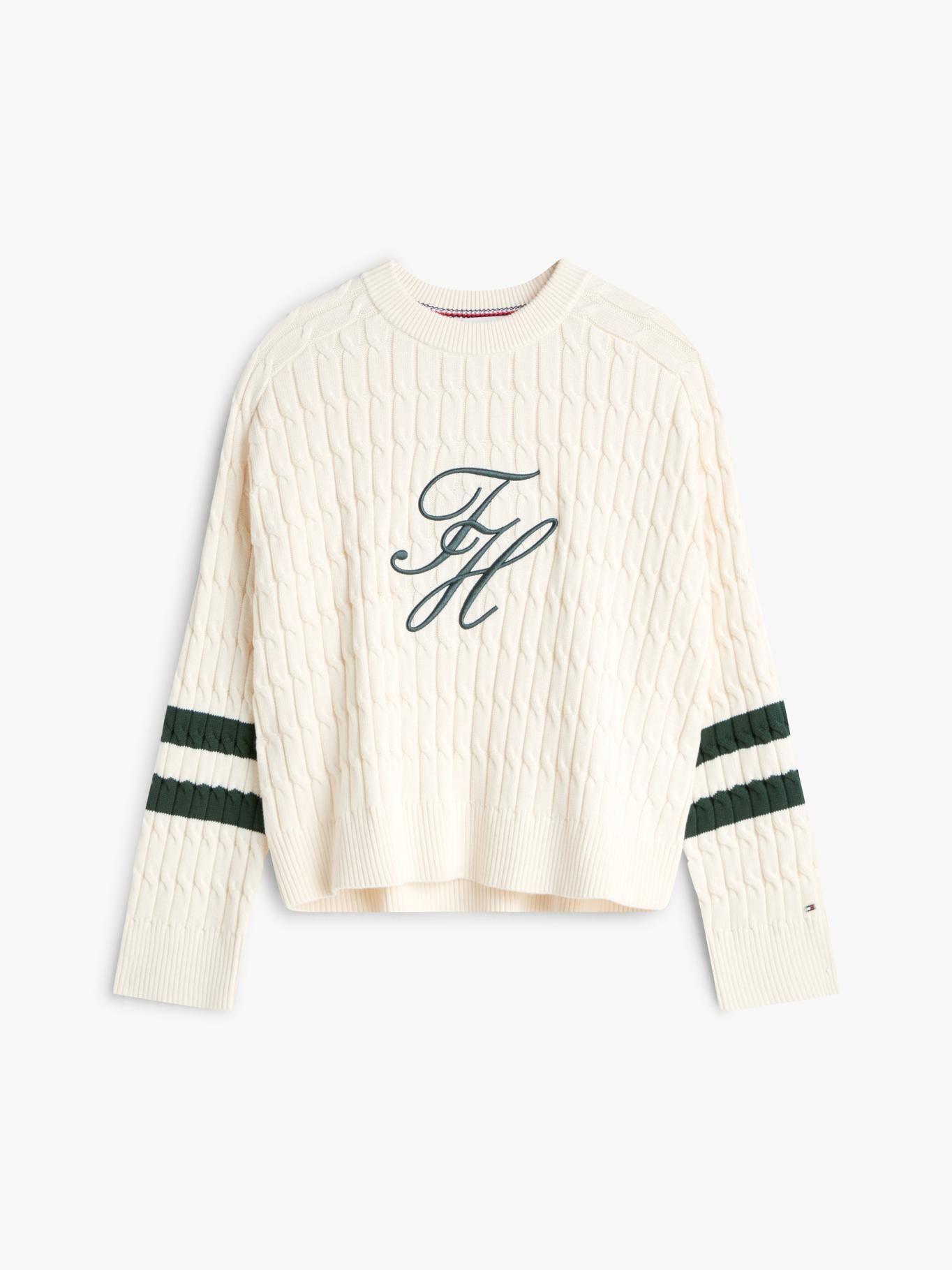 Sweater Con Logo Script Gráfico Tommy Hilfiger Beige-4